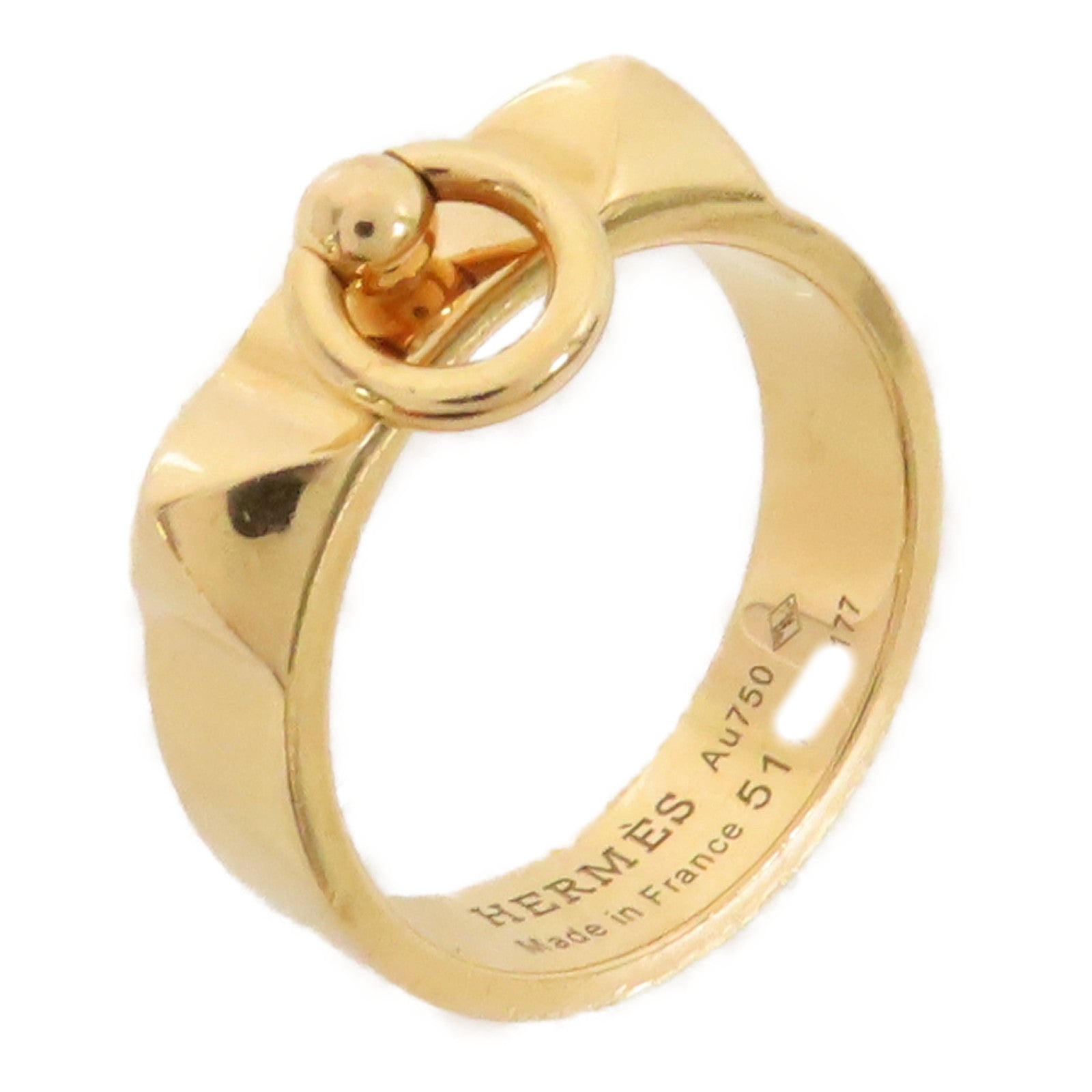 HERMES 18K黃金Collier De Chien Ring戒指US#5.25