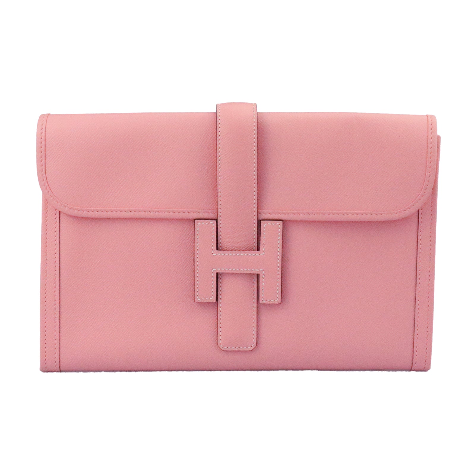 HERMES Epsom Leather Jije Elan PM Clutch Candy Powder