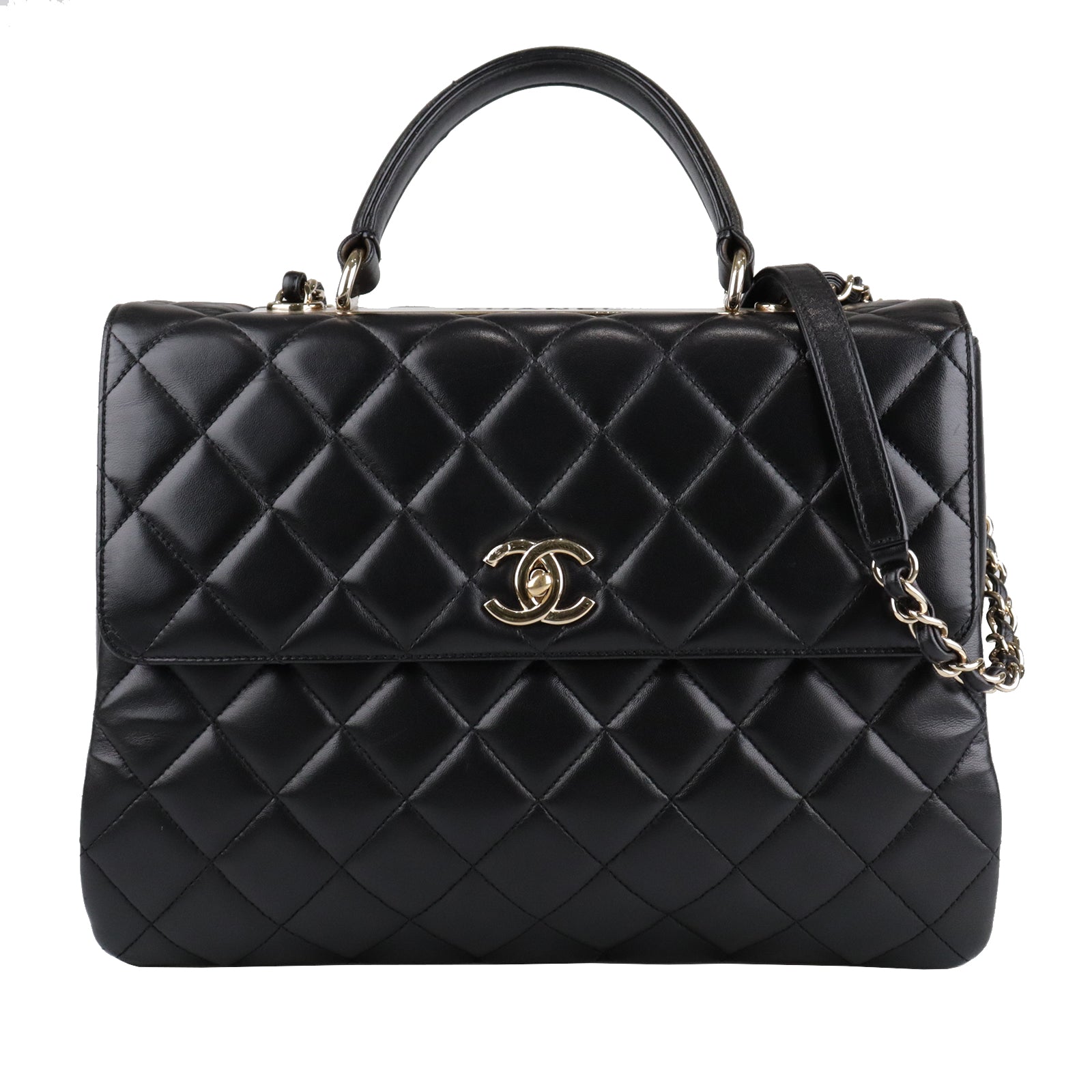 CHANEL rhombic sheepskin leather Trendy gold buckle handle shoulder bag
