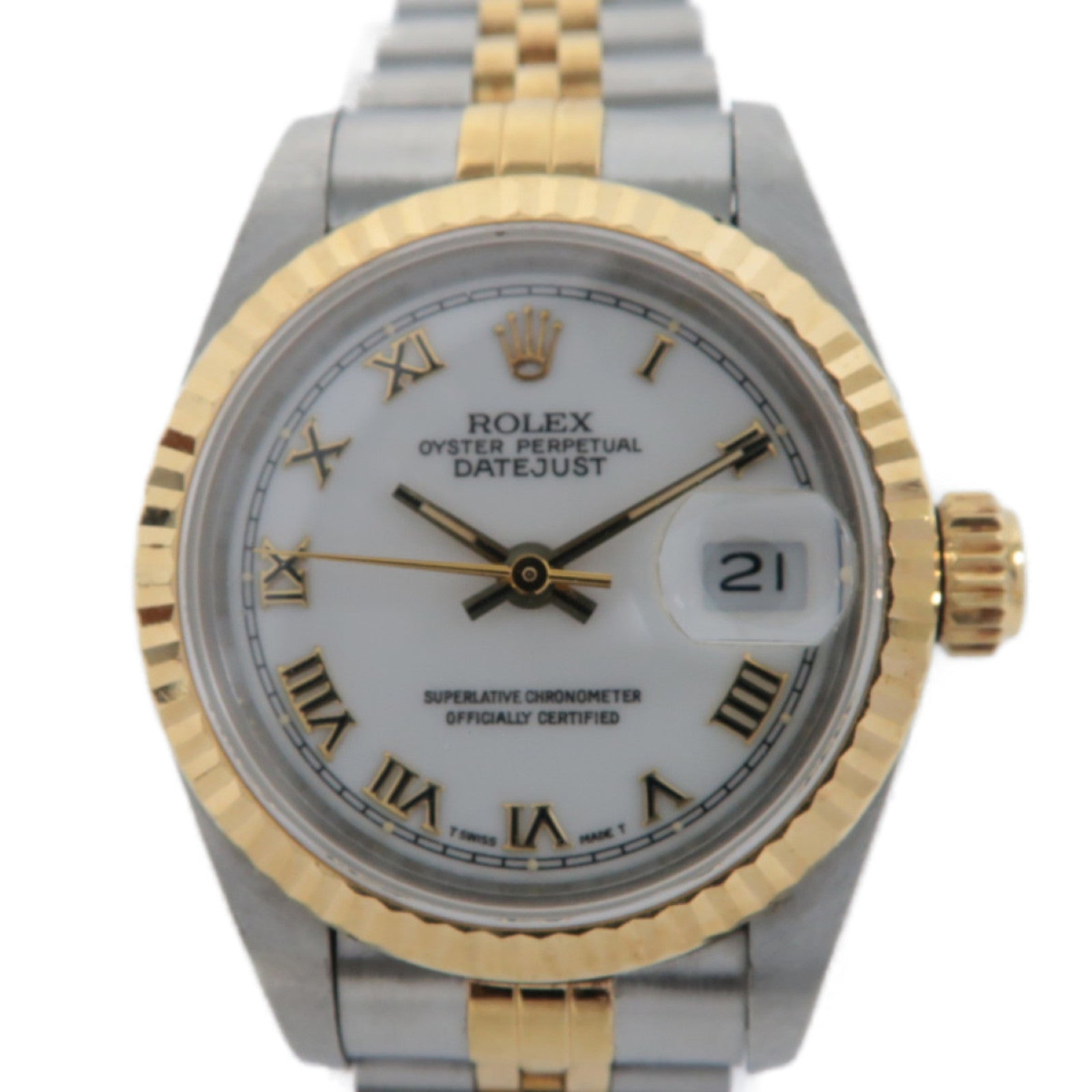 ROLEX Datejust18K黃金/不鏽鋼手錶自動機芯白色