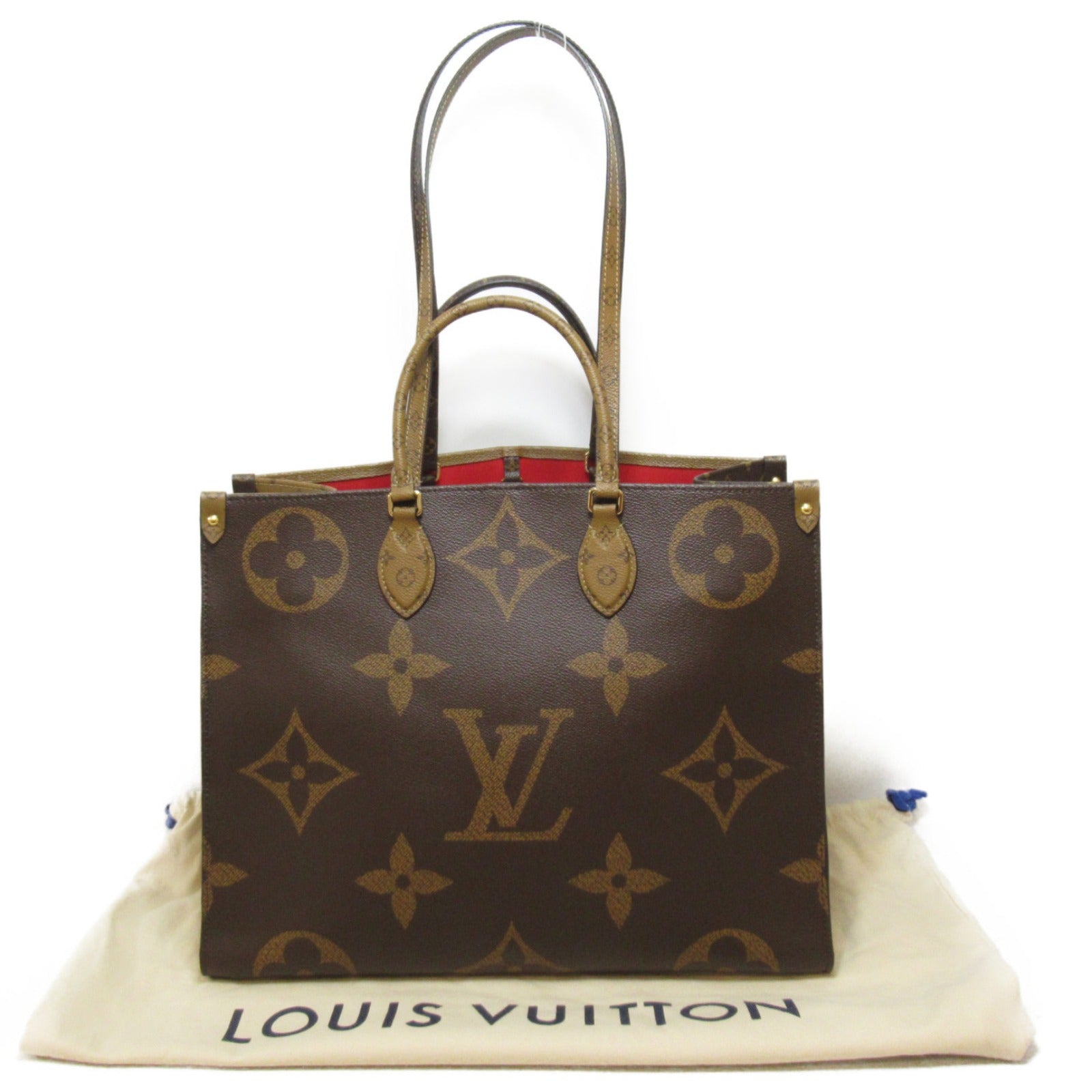 LOUIS VUITTON Monogram Giant On The Go GM手挽肩背兩用袋啡色