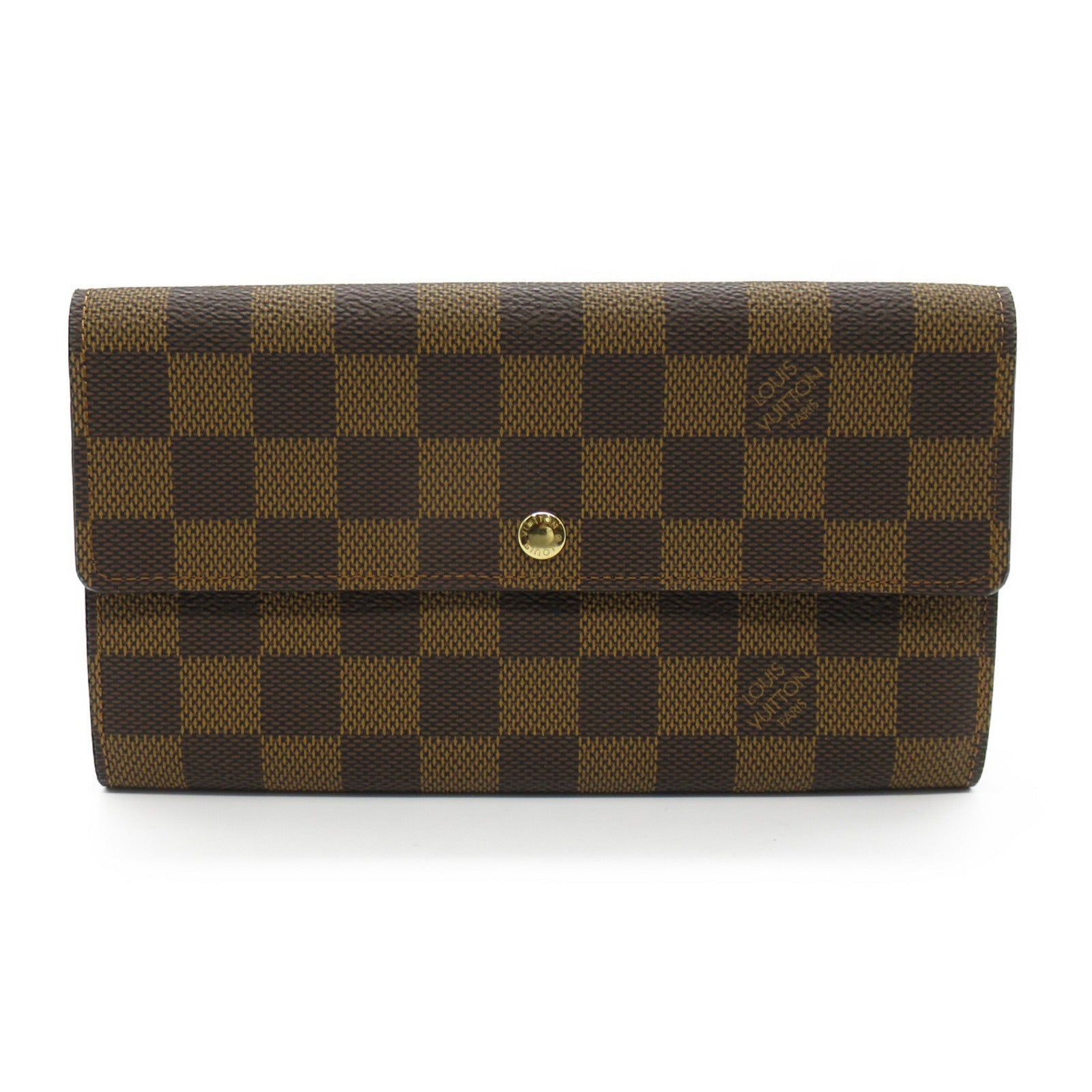 LOUIS VUITTON Damier Porte Monnaie Credit Bifold金扣长钱包啡色