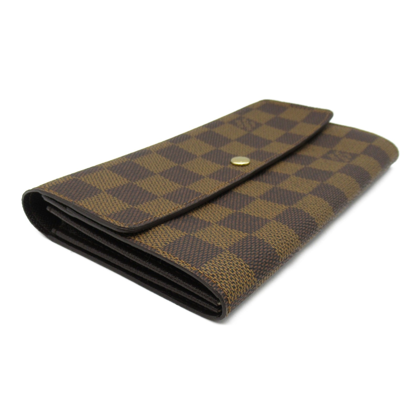 LOUIS VUITTON Damier Porte Monnaie Credit Bifold金扣长钱包啡色
