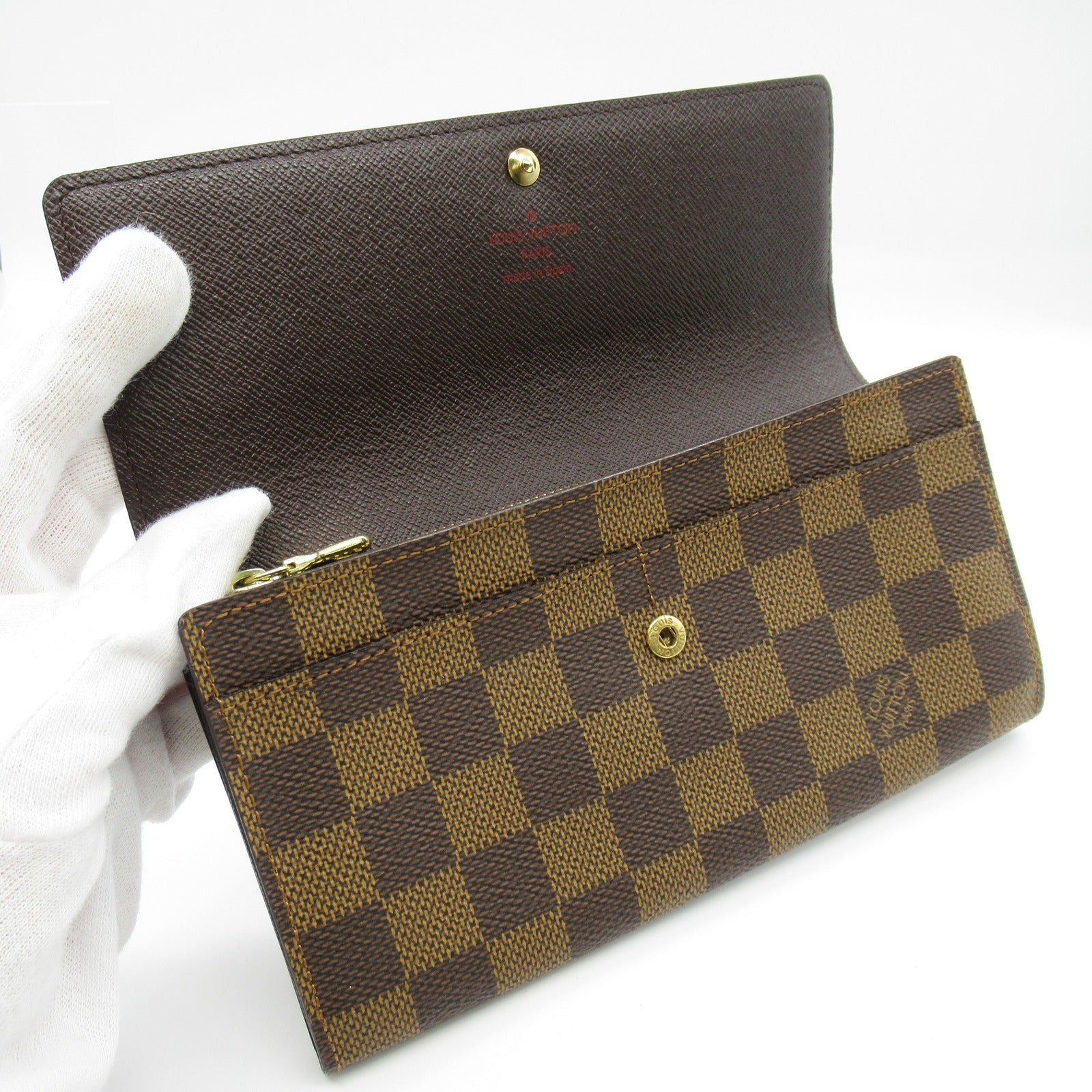 LOUIS VUITTON Damier Porte Monnaie Credit Bifold金扣长钱包啡色