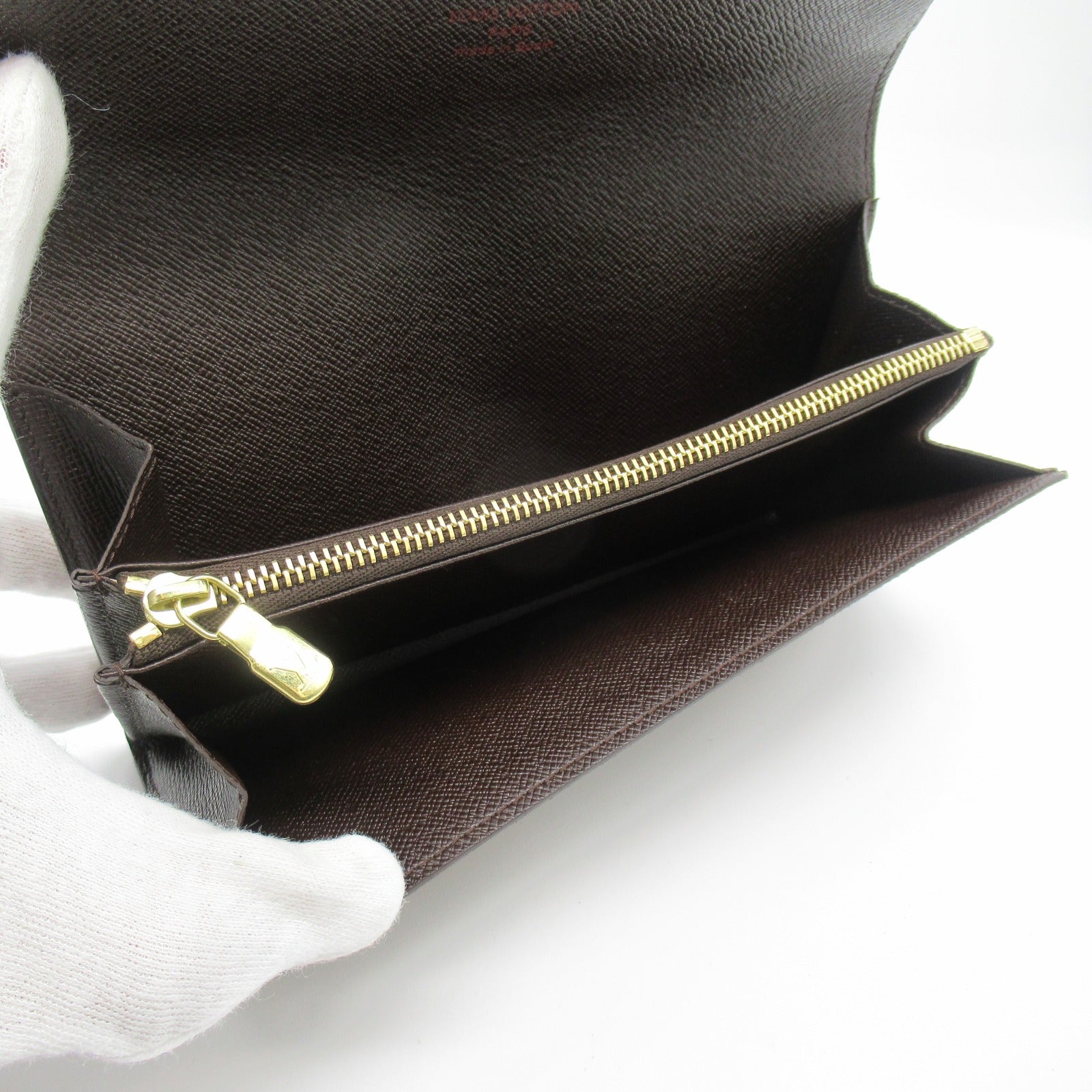 LOUIS VUITTON Damier Porte Monnaie Credit Bifold金扣长钱包啡色