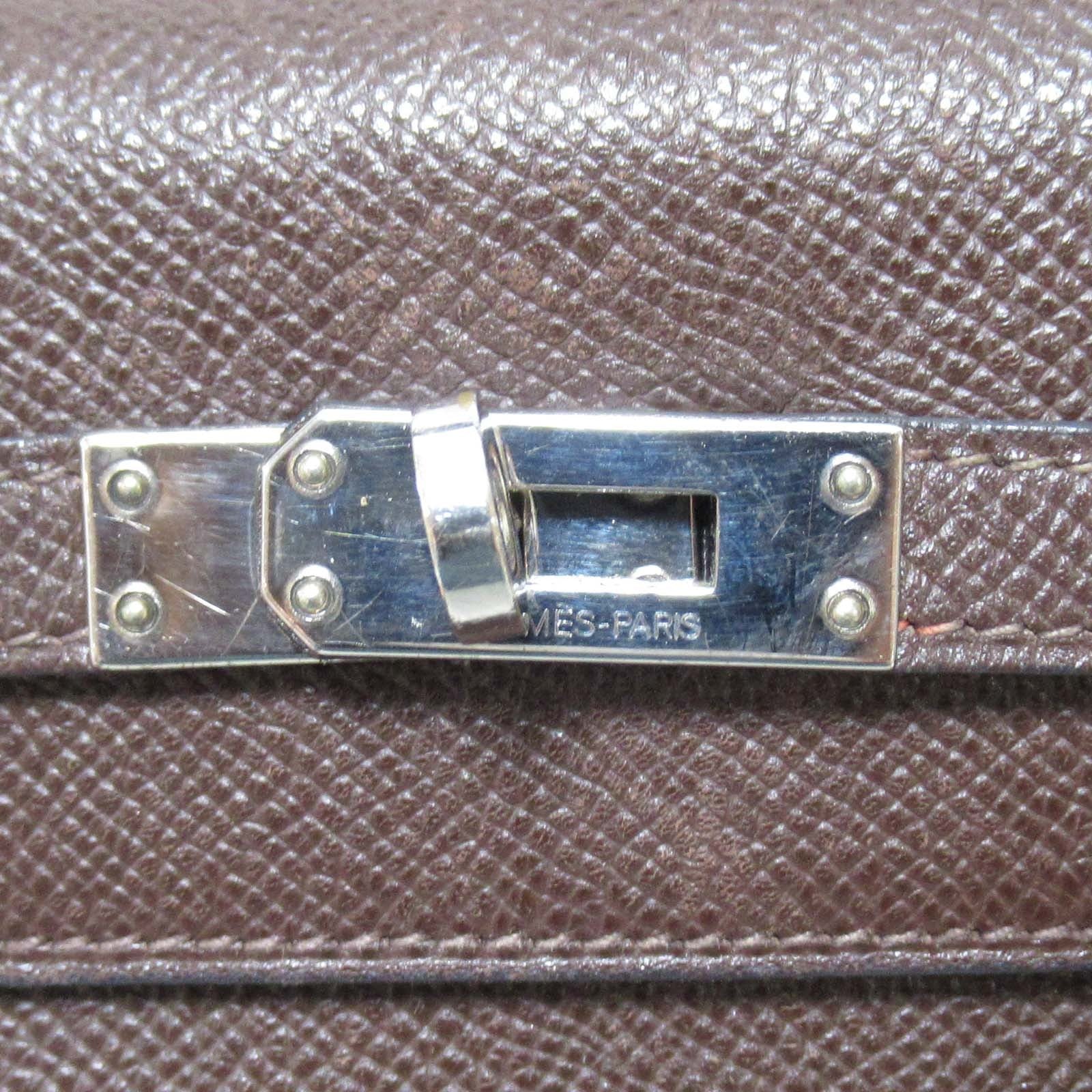 HERMES 【激減優惠】Epsom皮革Kelly 25銀扣手挽肩背兩用袋啡色