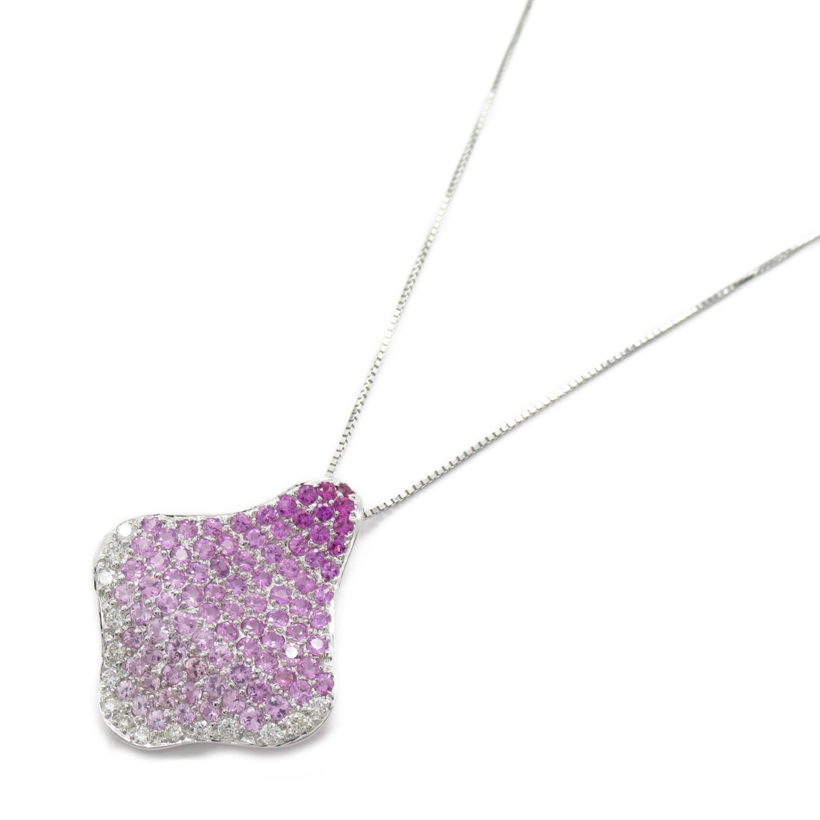 JEWELRY 【激減優惠】18K白金Necklace 2.80ct粉紅藍寶石/0.30ct鑽石項鍊