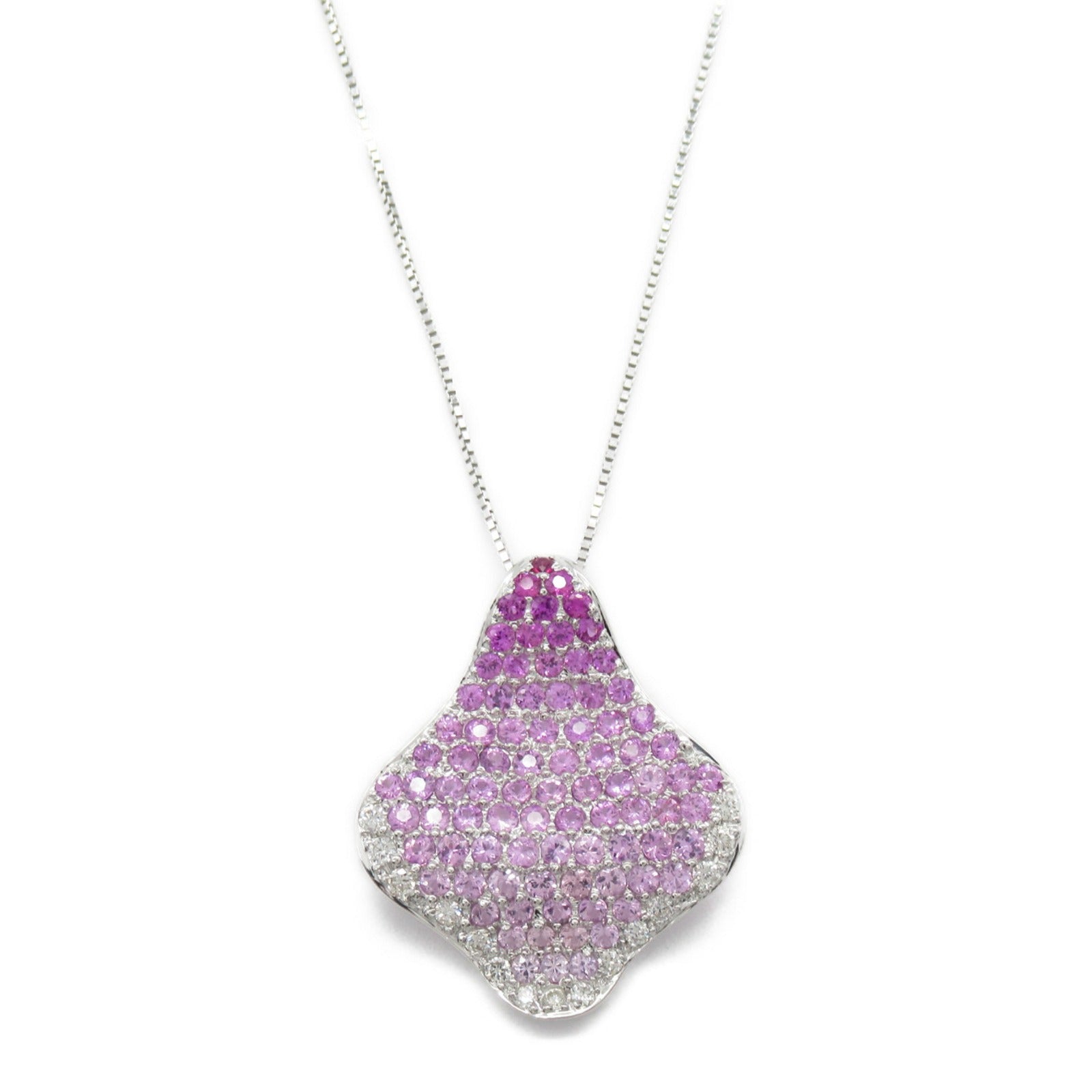 JEWELRY 【激減優惠】18K白金Necklace 2.80ct粉紅藍寶石/0.30ct鑽石項鍊