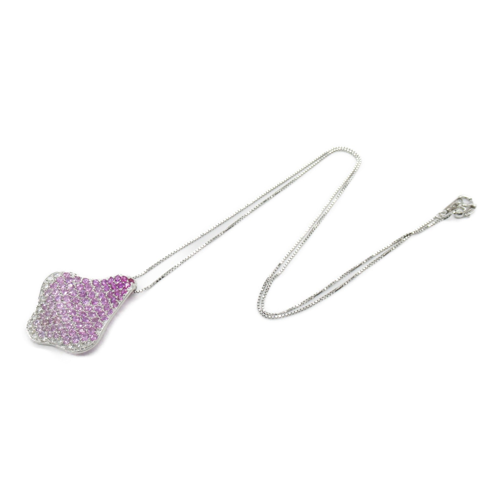 JEWELRY 【激減優惠】18K白金Necklace 2.80ct粉紅藍寶石/0.30ct鑽石項鍊