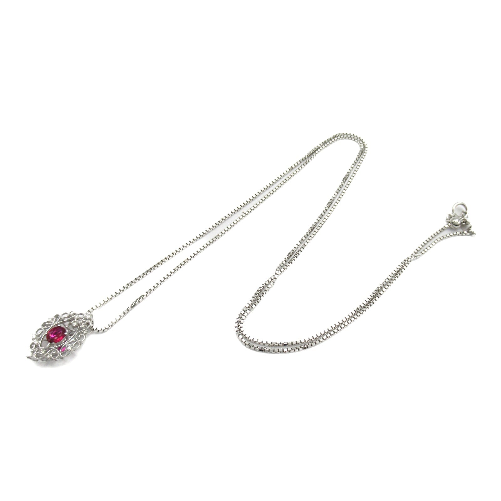 JEWELRY 【激减优惠】18K白金Ruby Necklace 0.400ct红宝石/0.25ct钻石项链