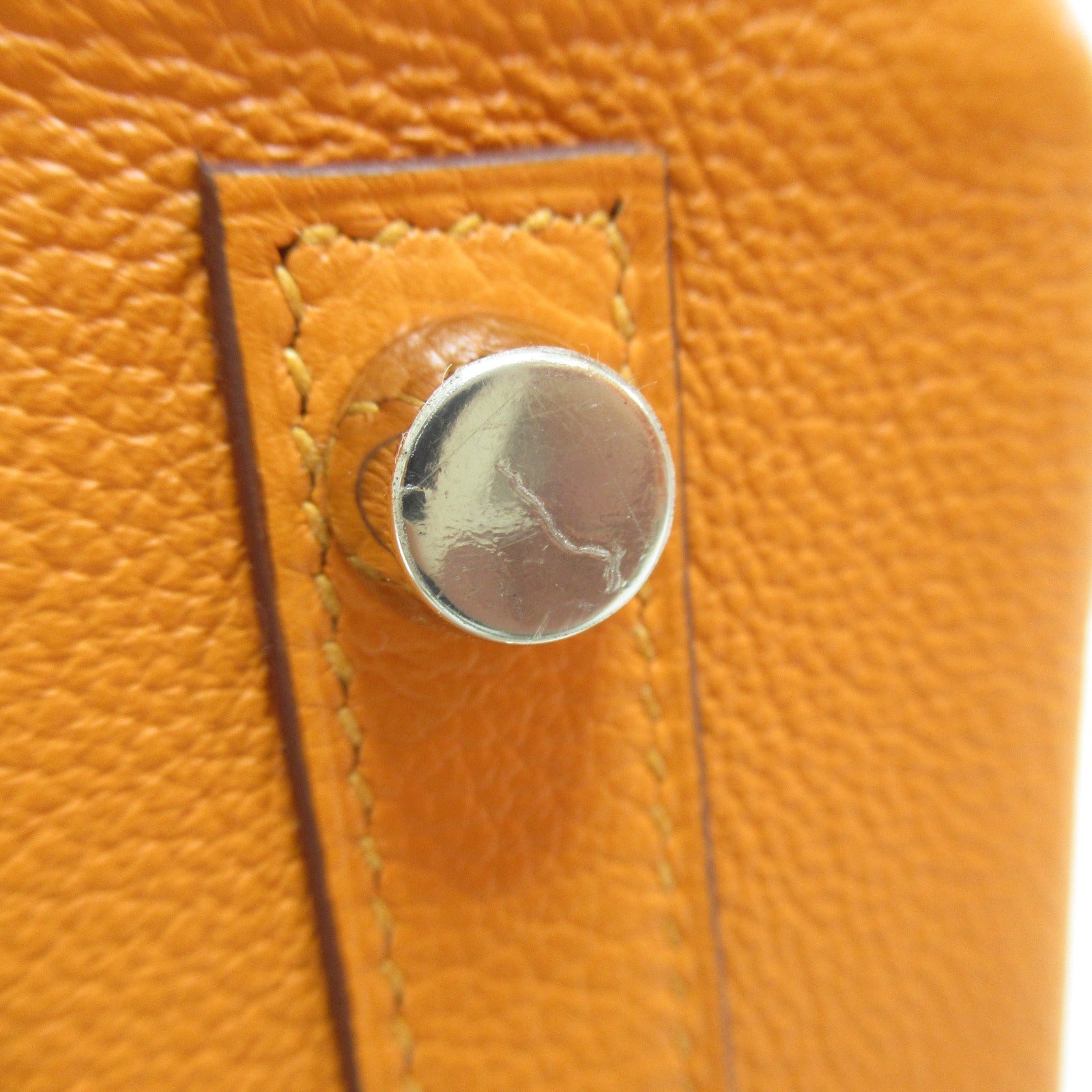 HERMES 【激減優惠】Clemence皮革Birkin 25銀扣手挽袋橙色/Apricot