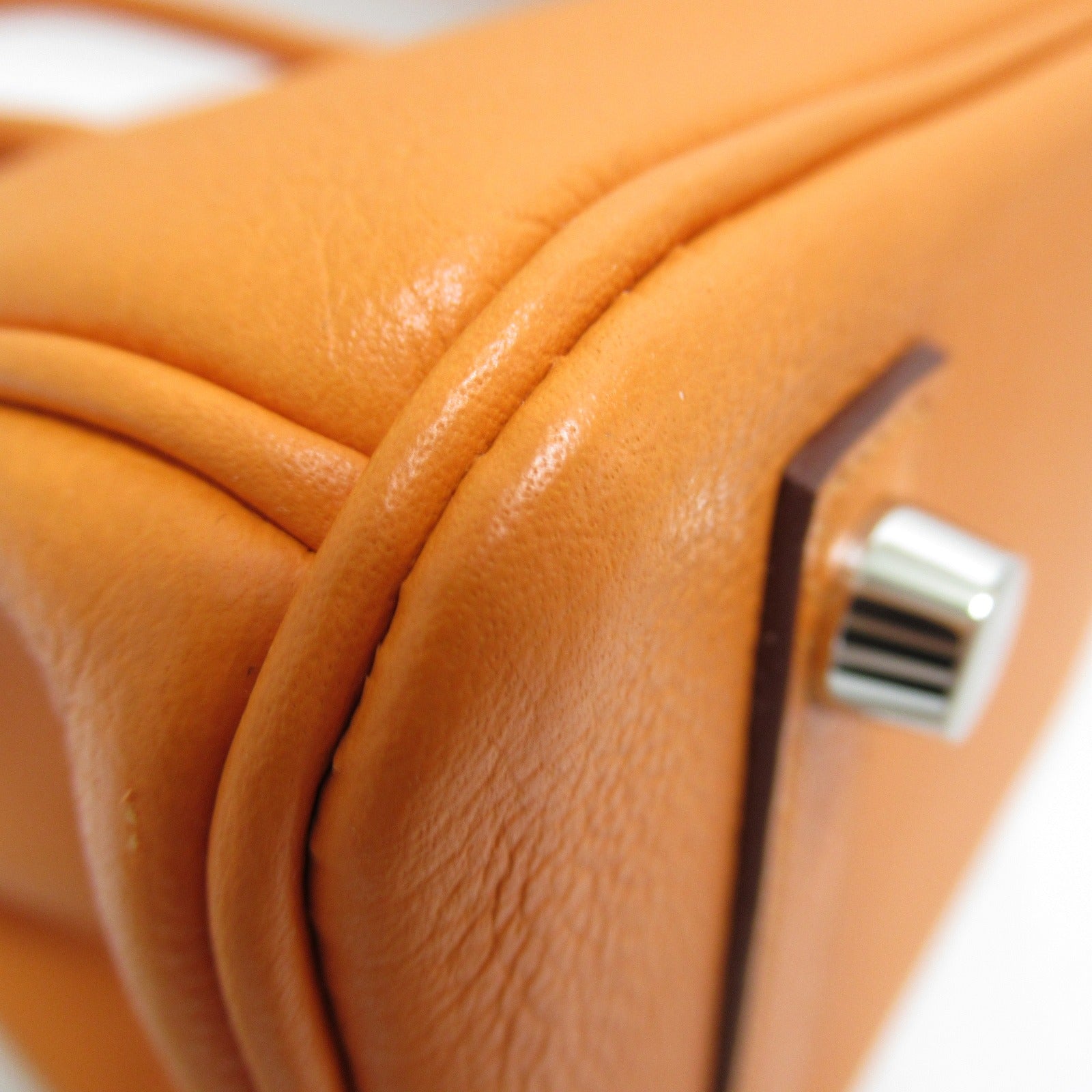 HERMES 【激減優惠】Clemence皮革Birkin 25銀扣手挽袋橙色/Apricot