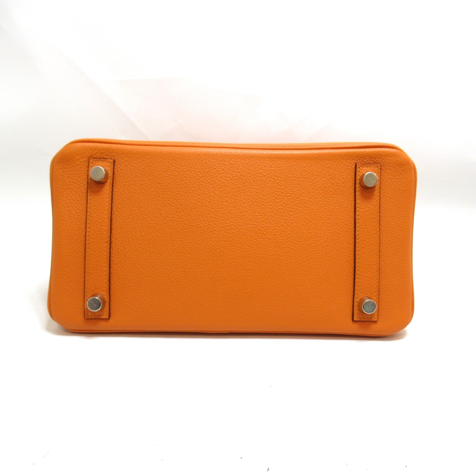 HERMES 【激減優惠】Clemence皮革Birkin 25銀扣手挽袋橙色/Apricot