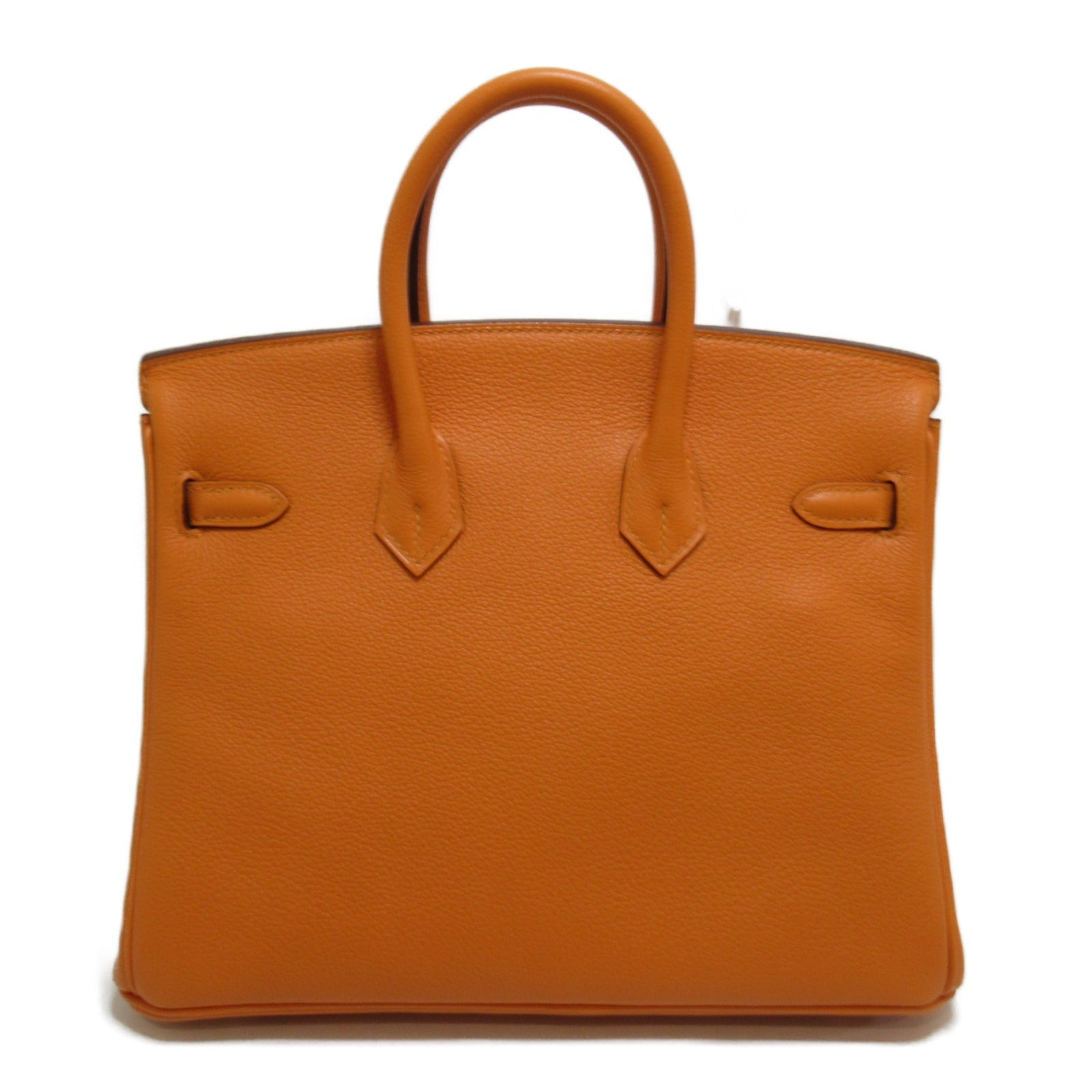 HERMES 【激減優惠】Clemence皮革Birkin 25銀扣手挽袋橙色/Apricot