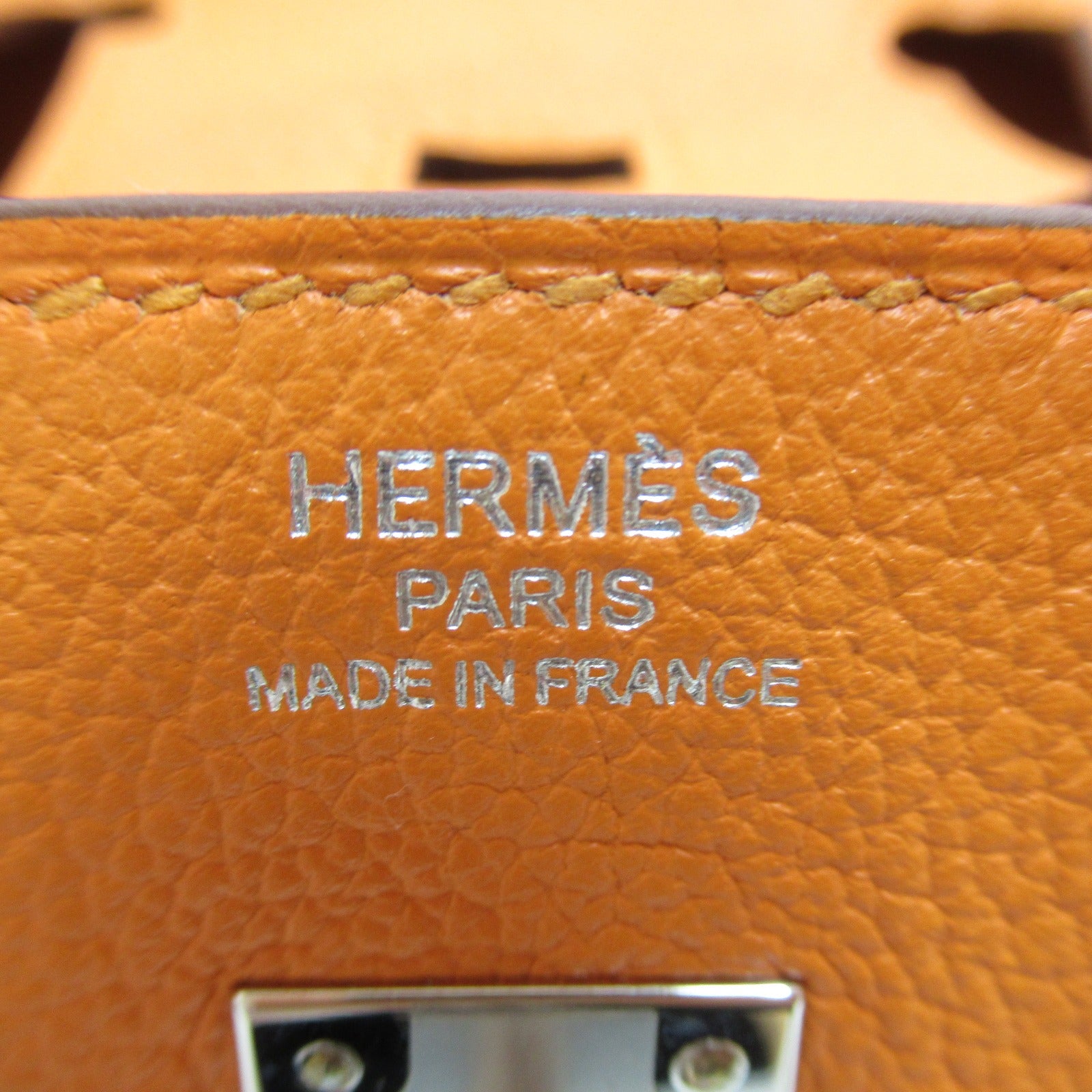 HERMES 【激減優惠】Clemence皮革Birkin 25銀扣手挽袋橙色/Apricot
