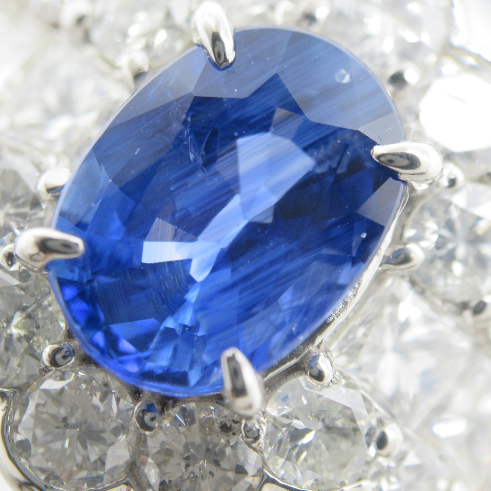 JEWELRY [Sharp Discount] PT900 Platinum 2.154ct Sapphire 2.24ct Diamond Ring US#6