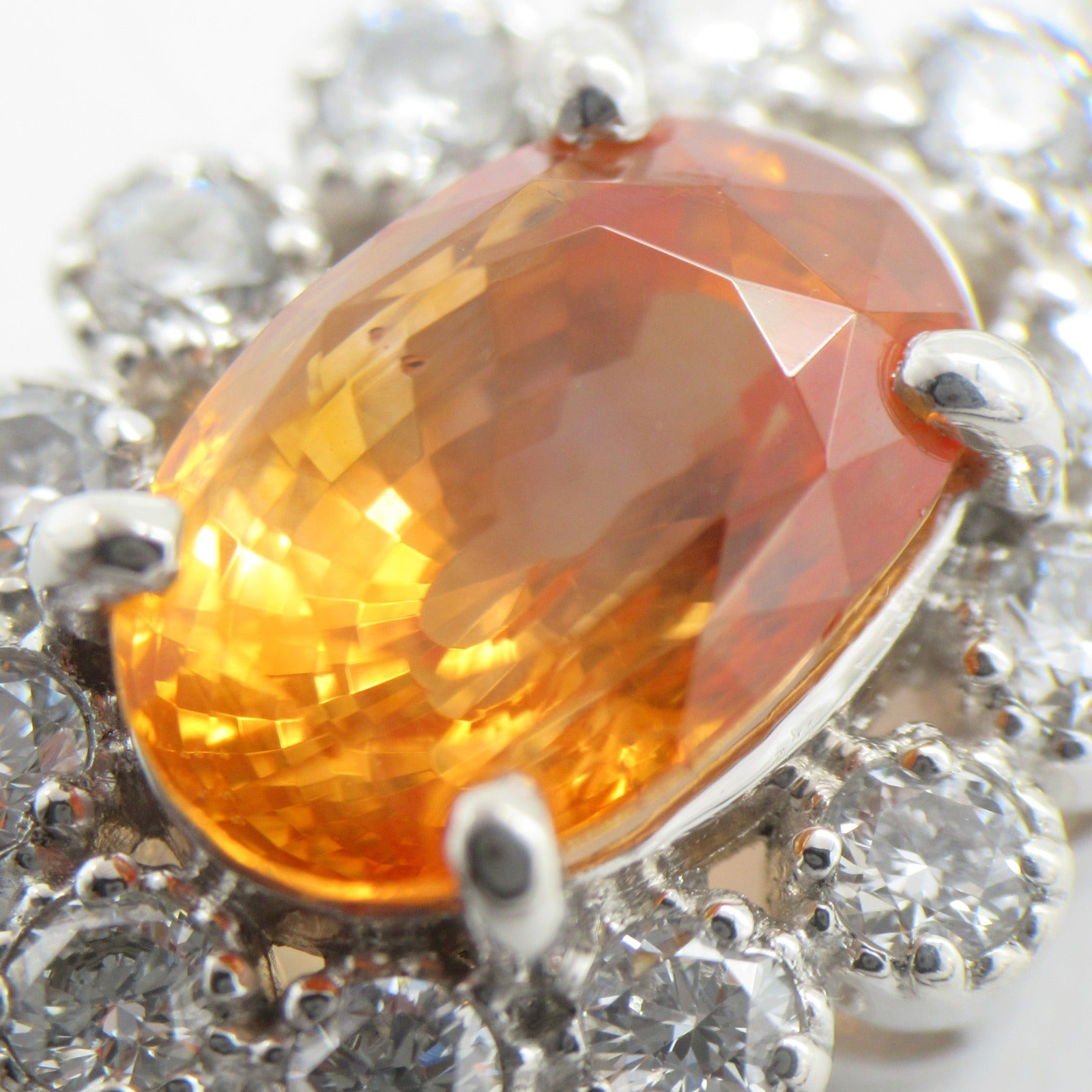 JEWELRY 【激減優惠】PT900/PT850鉑金3.082ct橙藍寶石0.55ct鑽石頸鍊