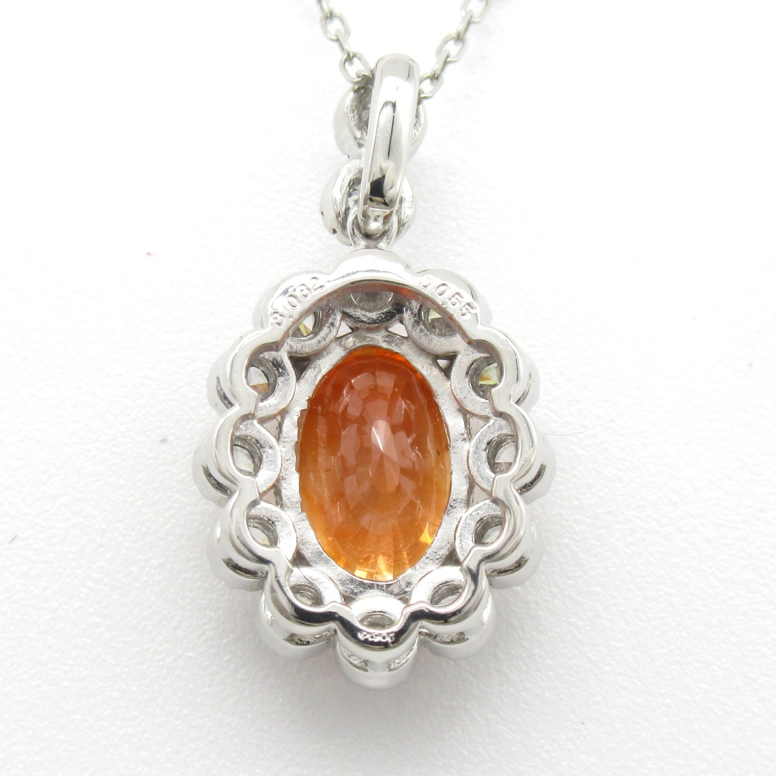 JEWELRY 【激減優惠】PT900/PT850鉑金3.082ct橙藍寶石0.55ct鑽石頸鍊