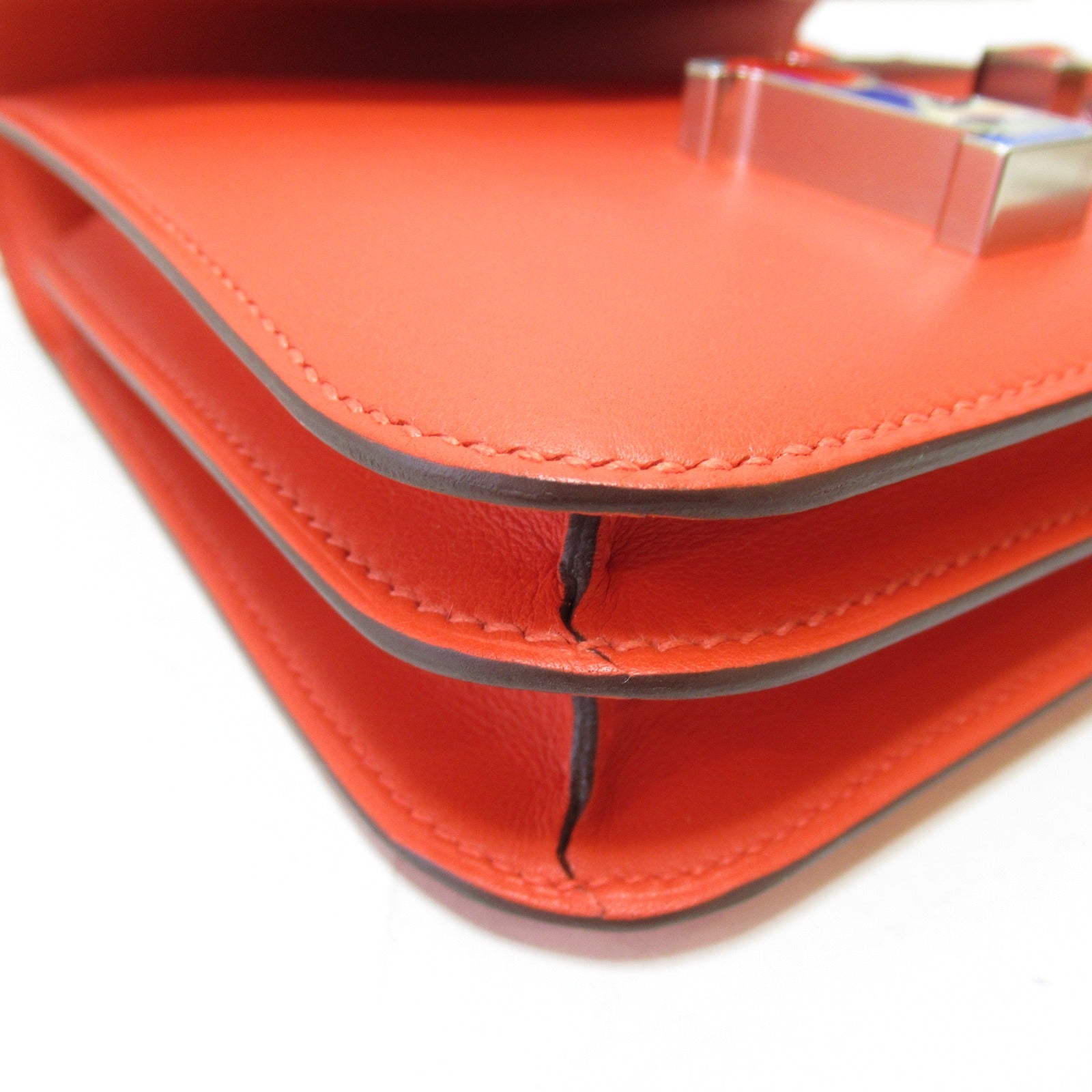 HERMES Swift皮革Constance 3 Mini Marble Rock肩背袋紅色/Capucine