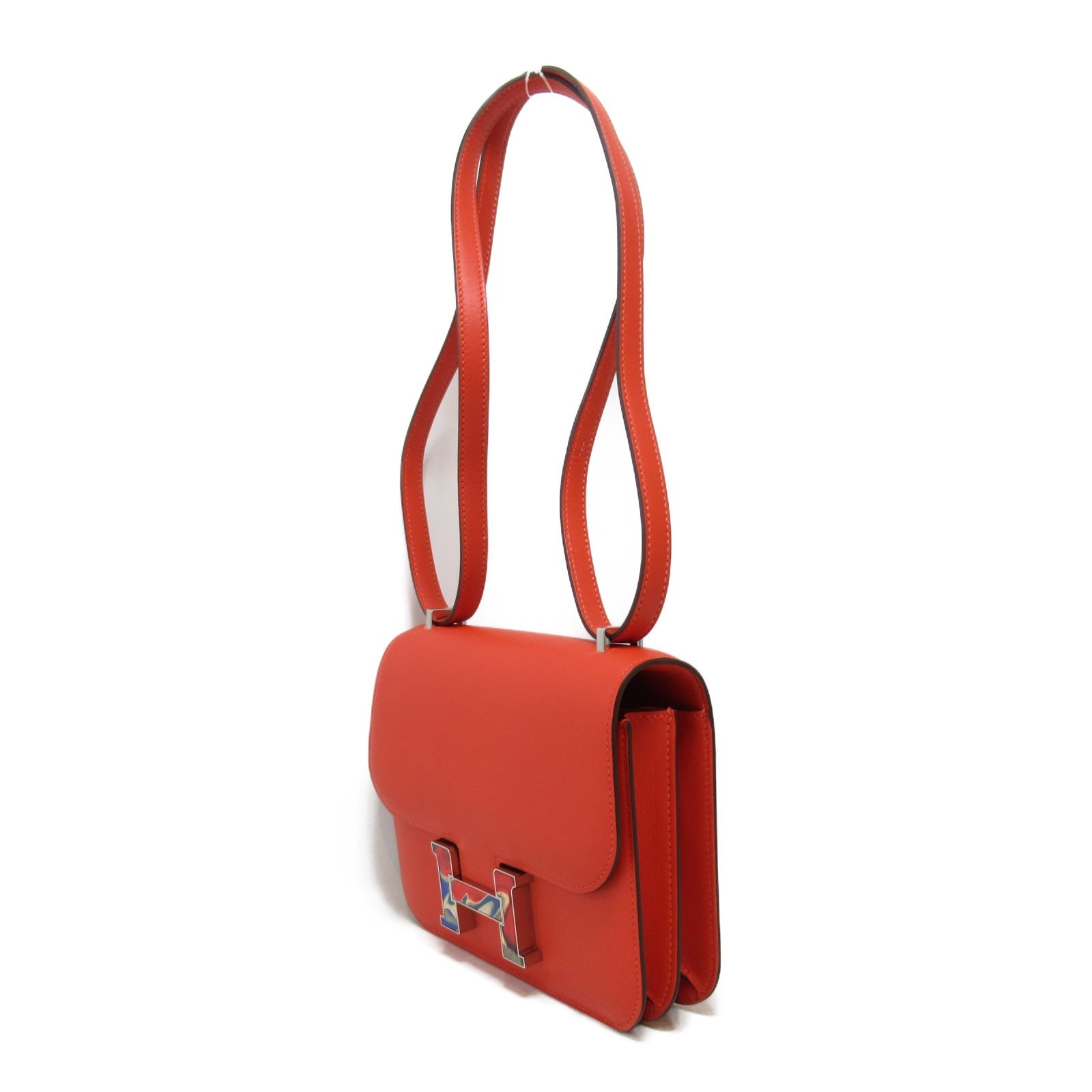 HERMES Swift皮革Constance 3 Mini Marble Rock肩背袋紅色/Capucine