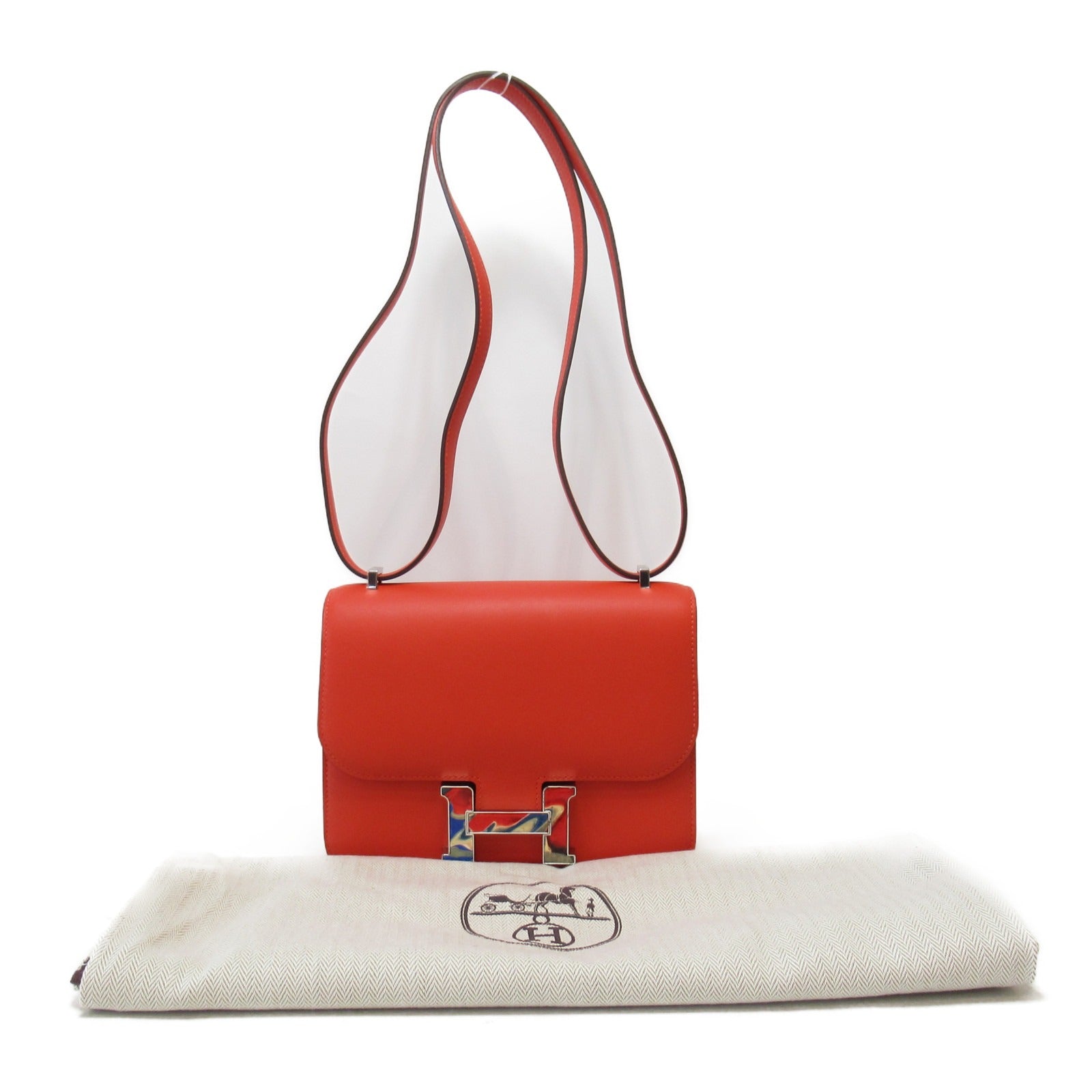 HERMES Swift皮革Constance 3 Mini Marble Rock肩背袋紅色/Capucine