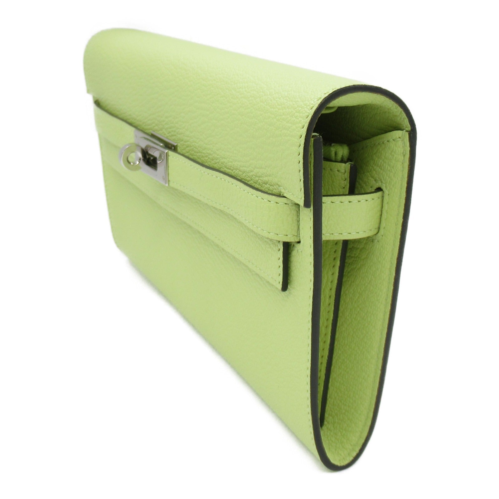 HERMES Chevre Leather Kelly To Go Silver Buckle Shoulder Bag Jaune Bourgeon