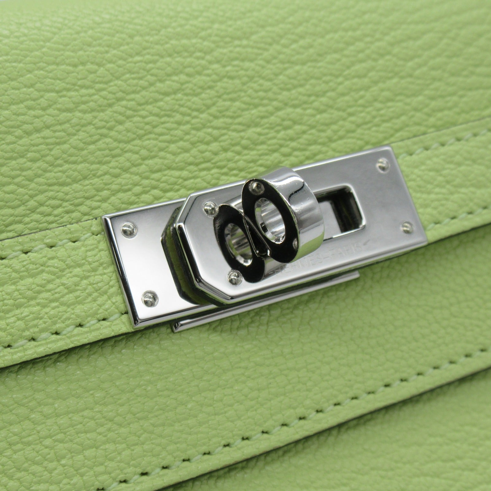 HERMES Chevre Leather Kelly To Go Silver Buckle Shoulder Bag Jaune Bourgeon