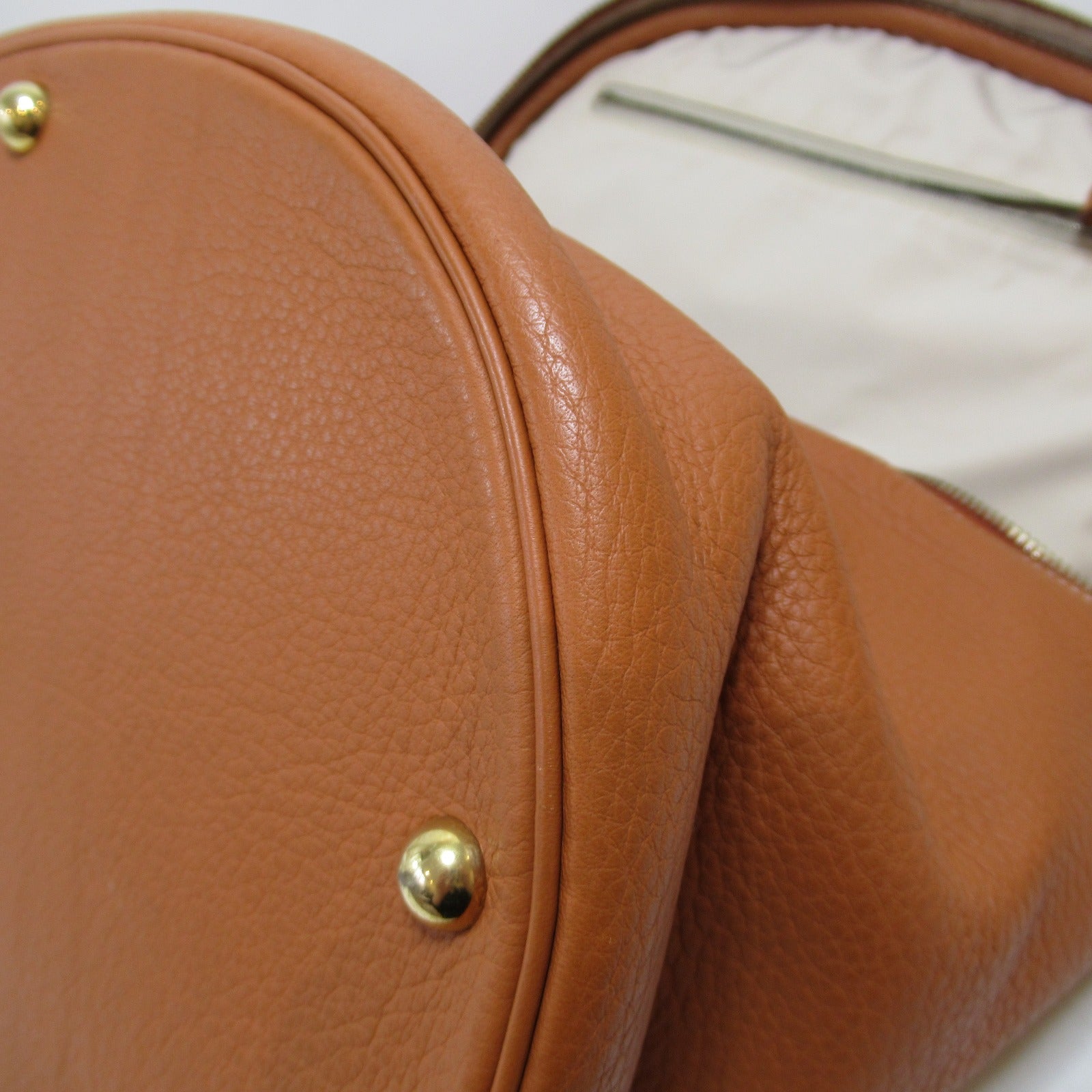 HERMES Clemence皮革Intercity金扣手挽袋Gold/