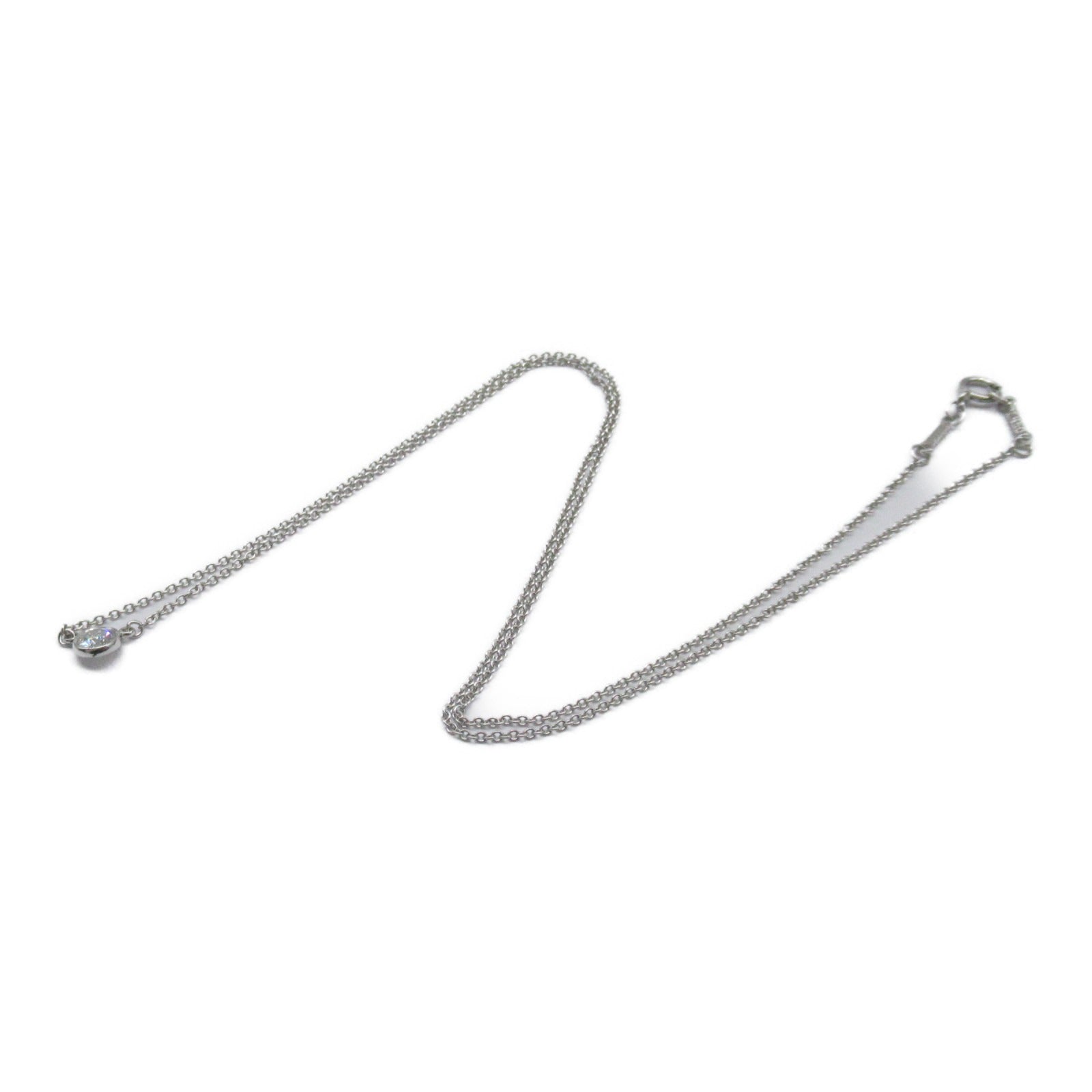 TIFFANY＆CO PT鉑金950 By the Yard 0.2ct鑽石項鍊銀色