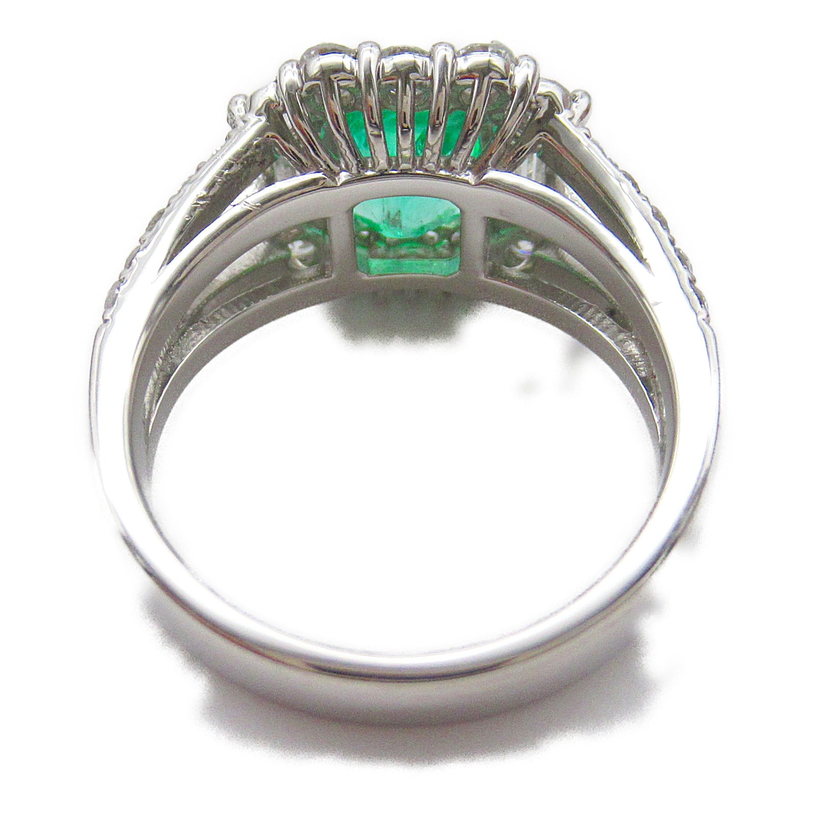 JEWELRY PT900鉑金Emerald Ring 1.934ct綠寶石/1.315ct鑽石戒指US#6