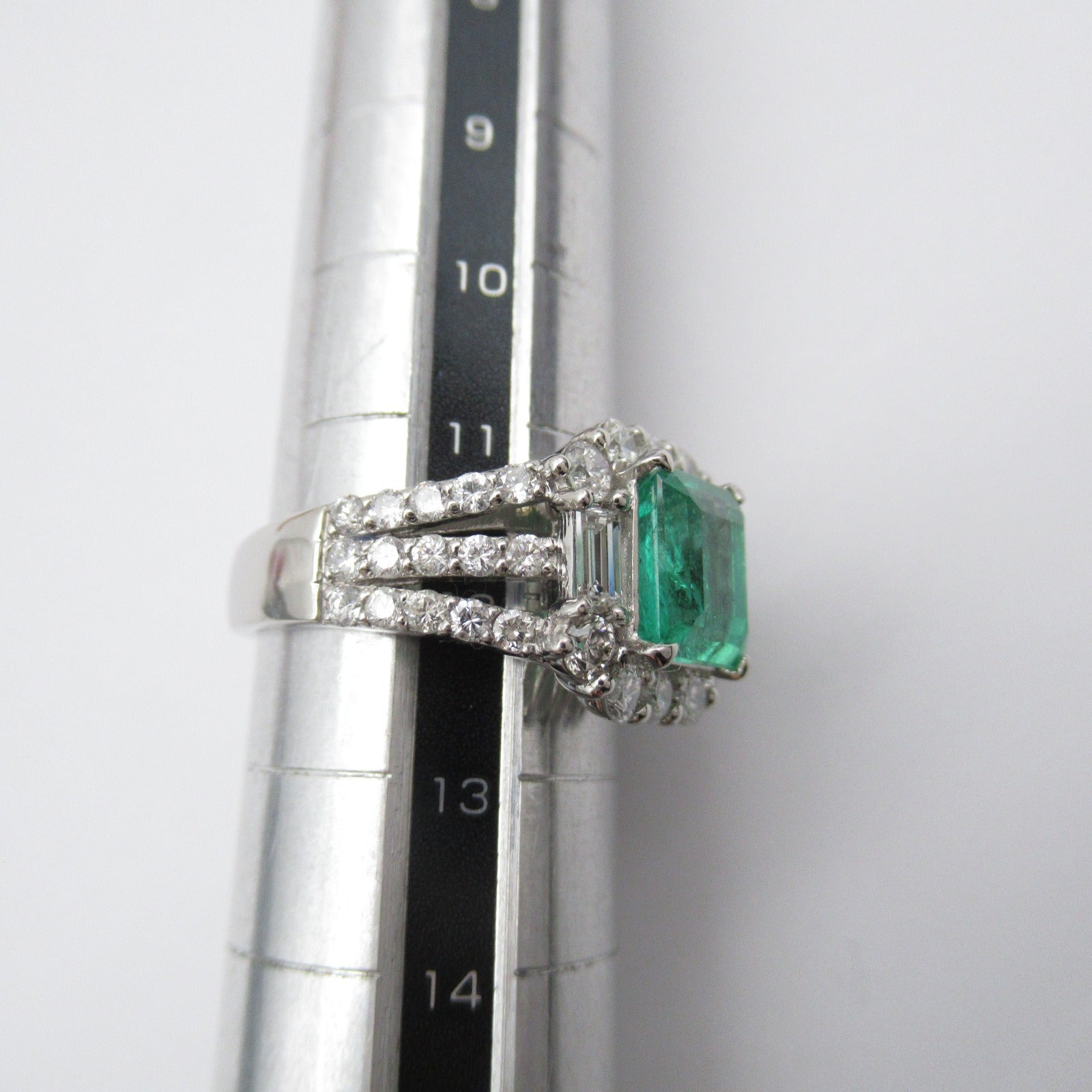 JEWELRY PT900鉑金Emerald Ring 1.934ct綠寶石/1.315ct鑽石戒指US#6