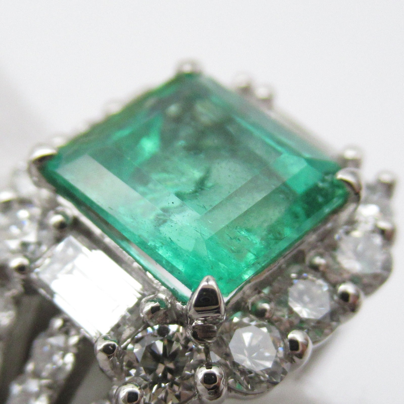 JEWELRY PT900鉑金Emerald Ring 1.934ct綠寶石/1.315ct鑽石戒指US#6