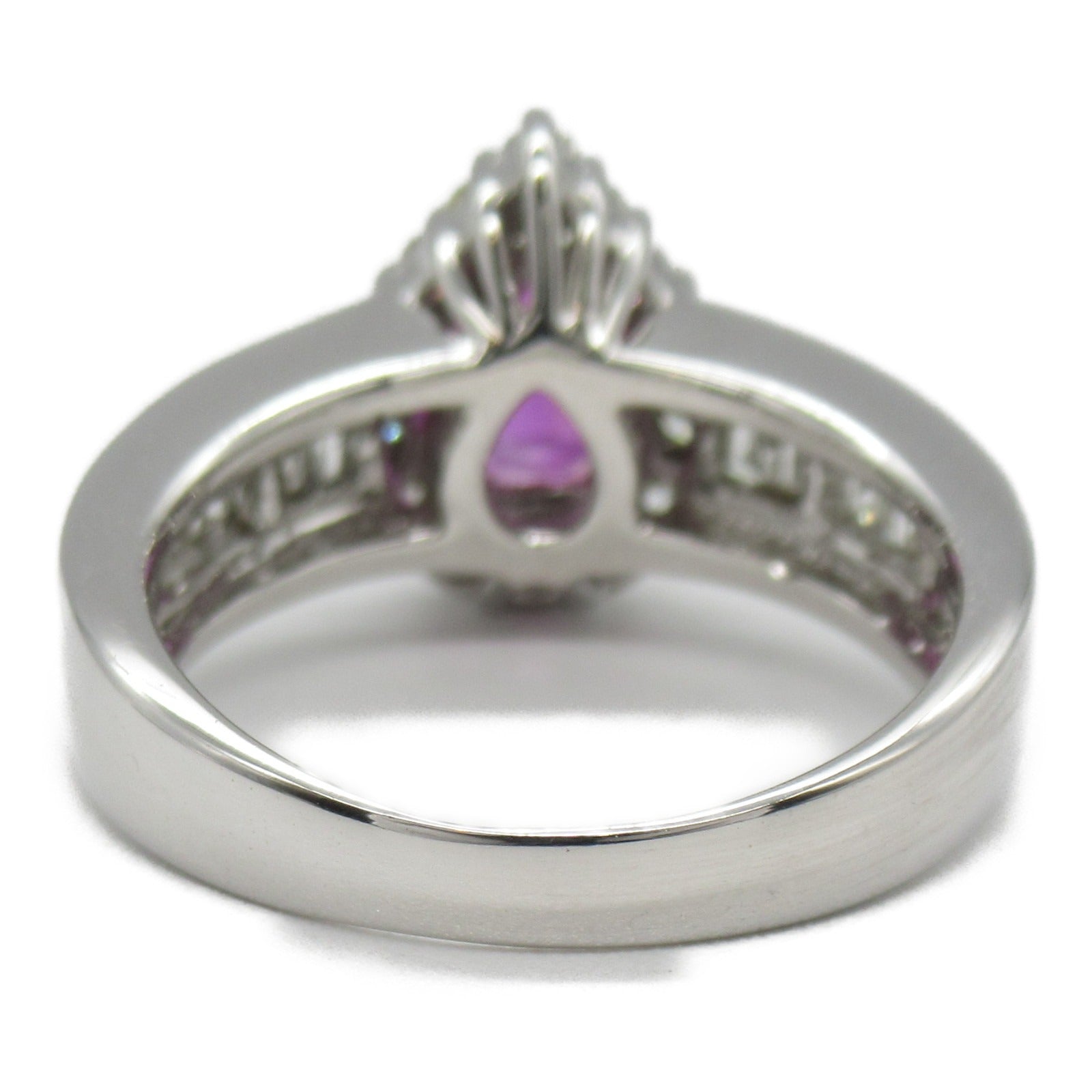 JEWELRY 18K White Gold 0.933ct Purple Pink Sapphire/0.65ct Diamond Ring US#6