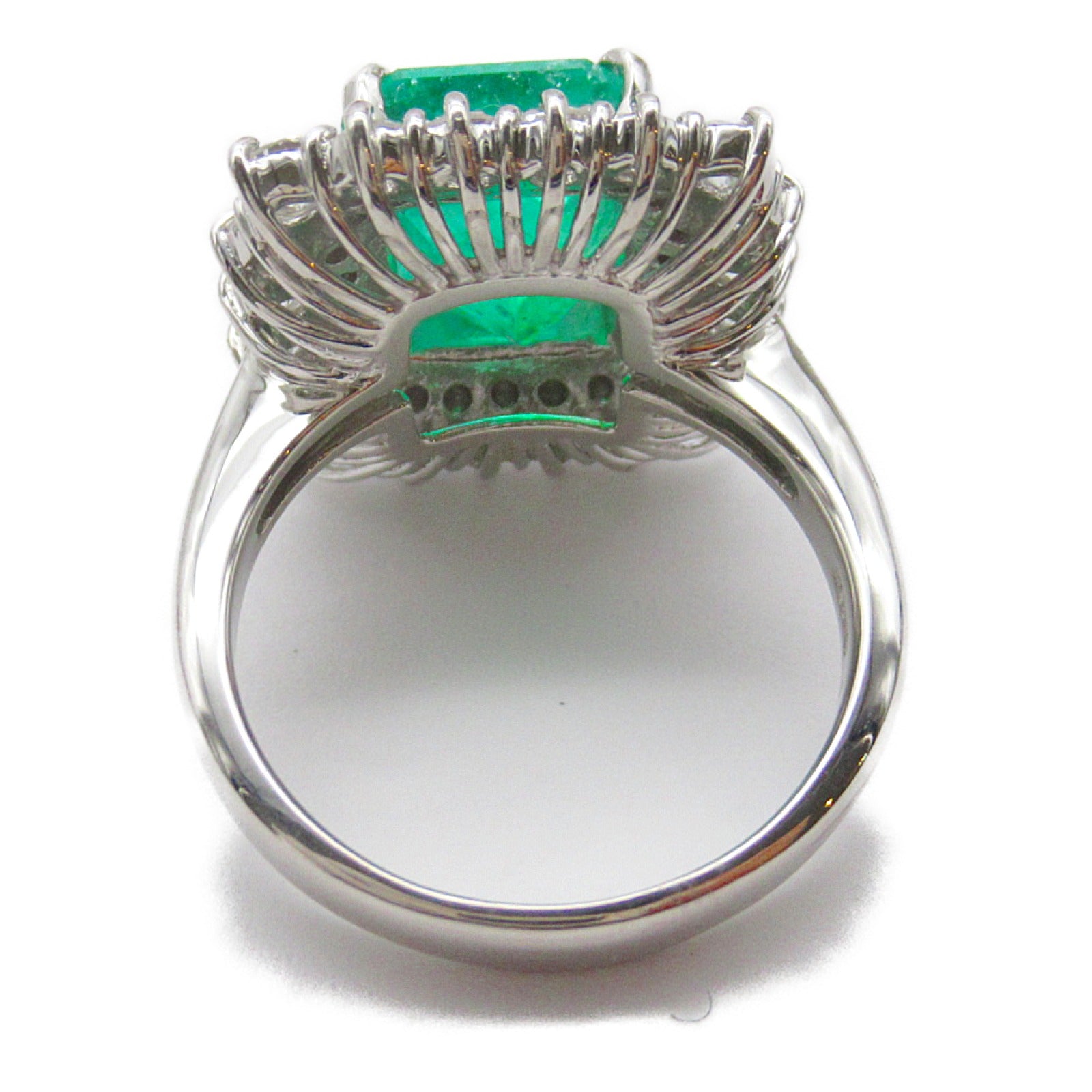 JEWELRY PT900鉑金Emerald Ring 4.78ct綠寶石/2.01ct鑽石戒指US#8