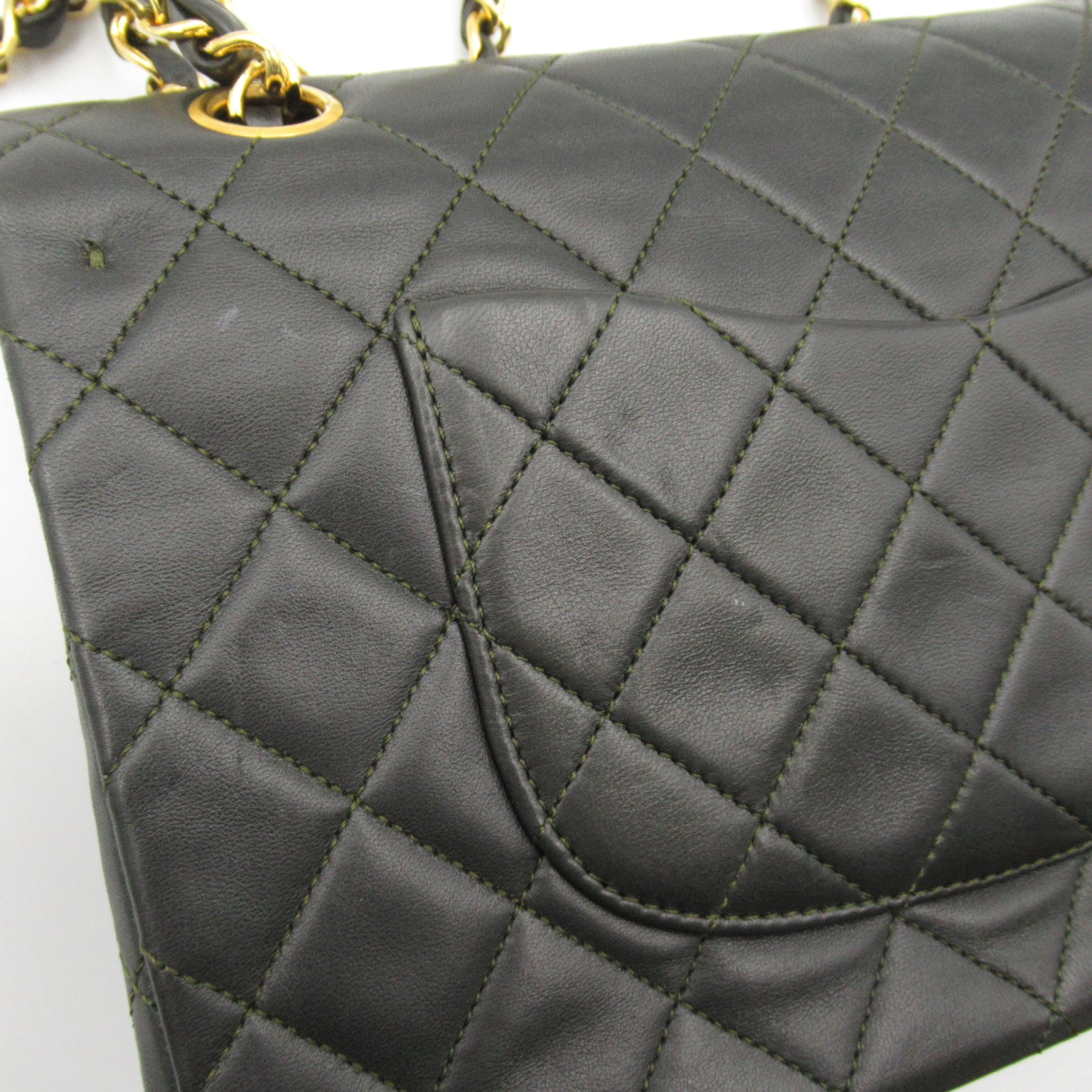 CHANEL 菱格羊皮皮革Shoulder Bag金扣肩背袋綠色