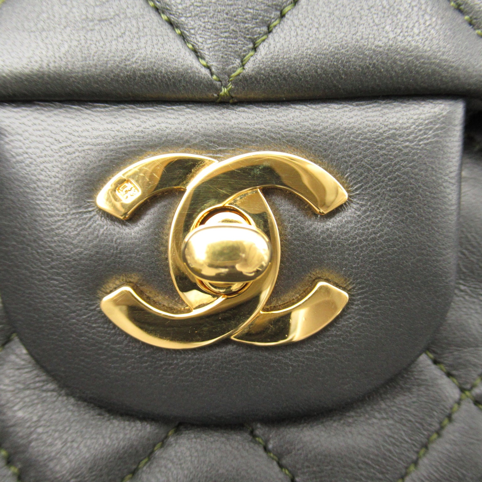 CHANEL 菱格羊皮皮革Shoulder Bag金扣肩背袋綠色