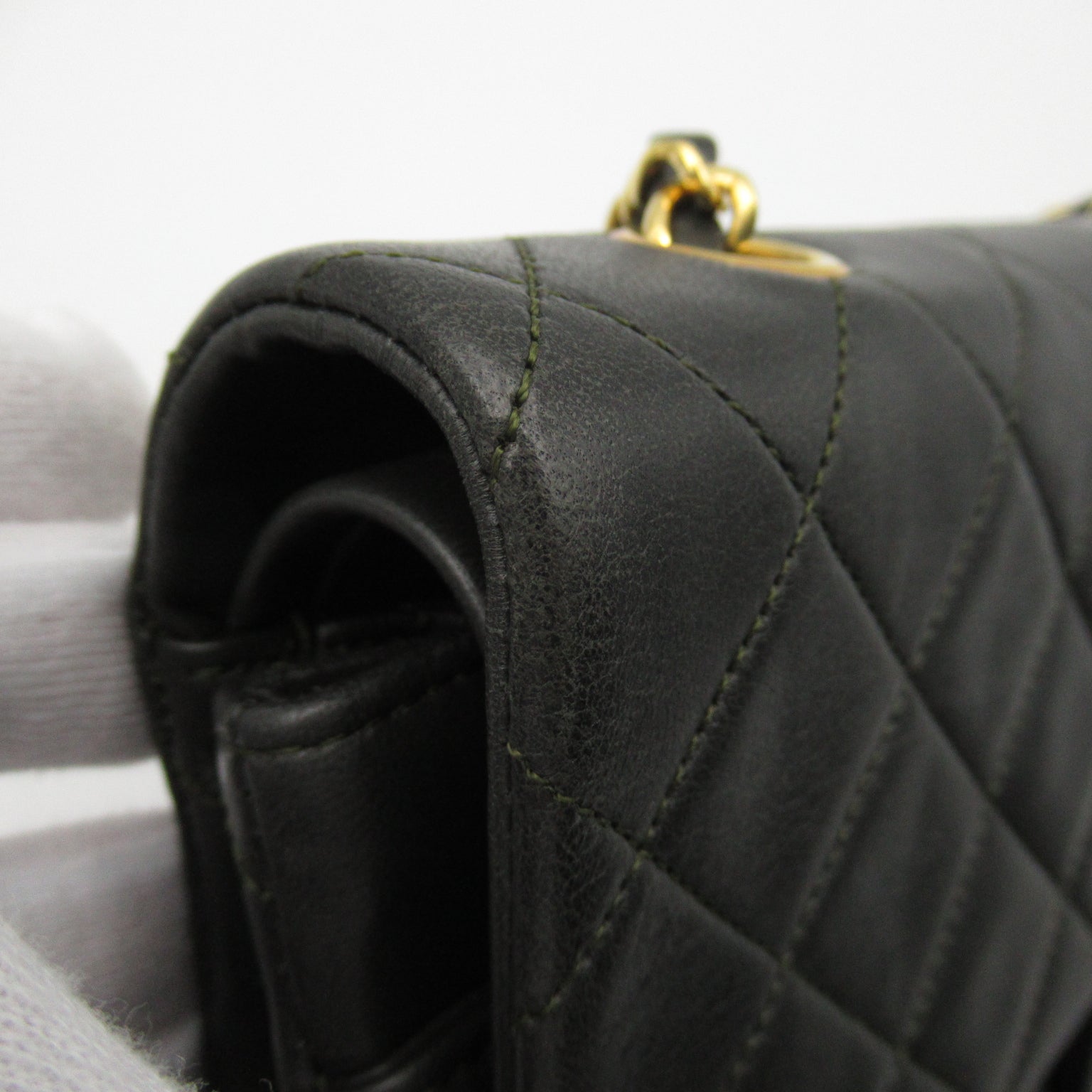 CHANEL 菱格羊皮皮革Shoulder Bag金扣肩背袋綠色