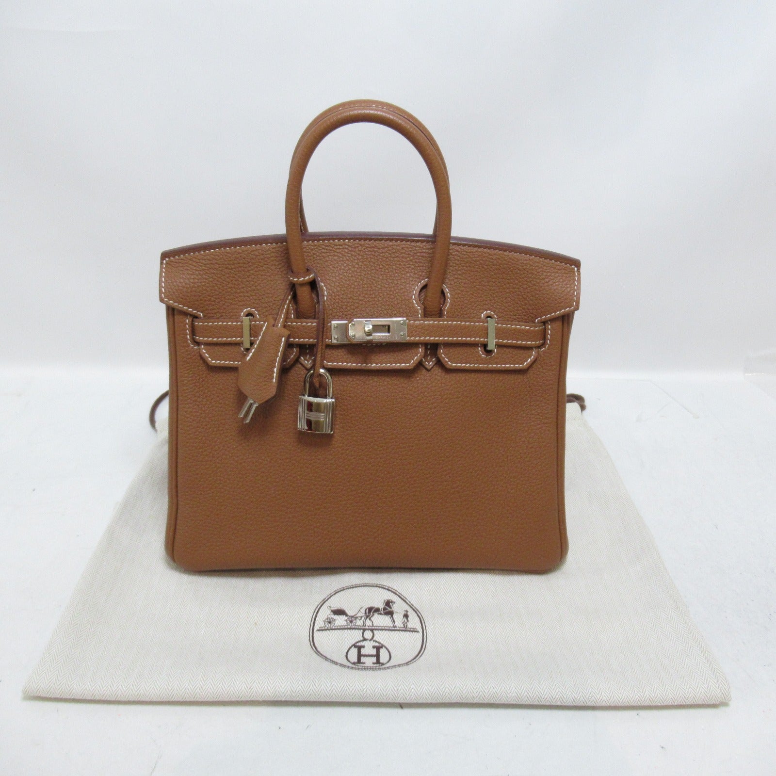 HERMES Togo皮革Birkin 25銀扣手挽袋Gold/啡色
