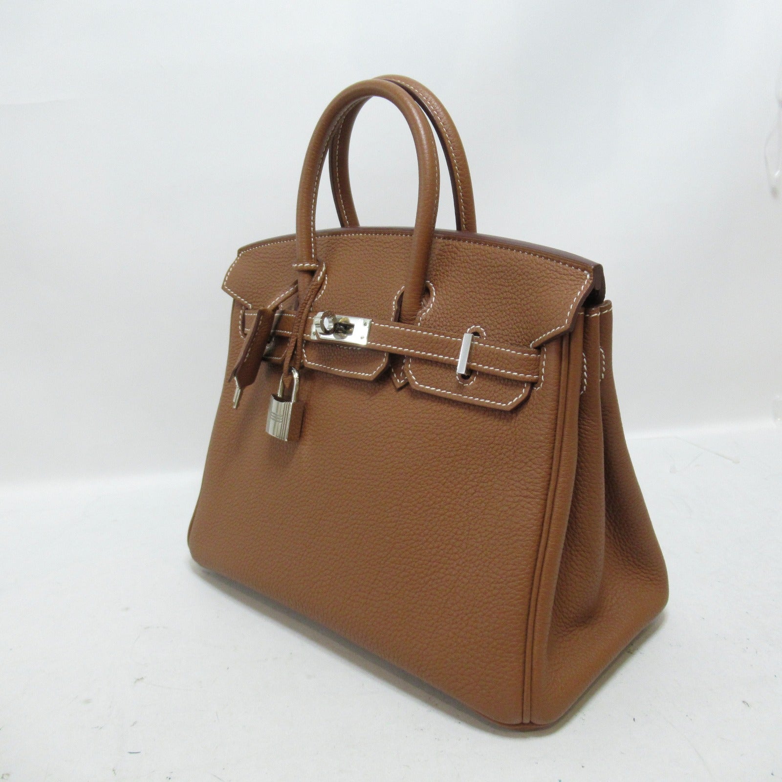 HERMES Togo皮革Birkin 25銀扣手挽袋Gold/啡色
