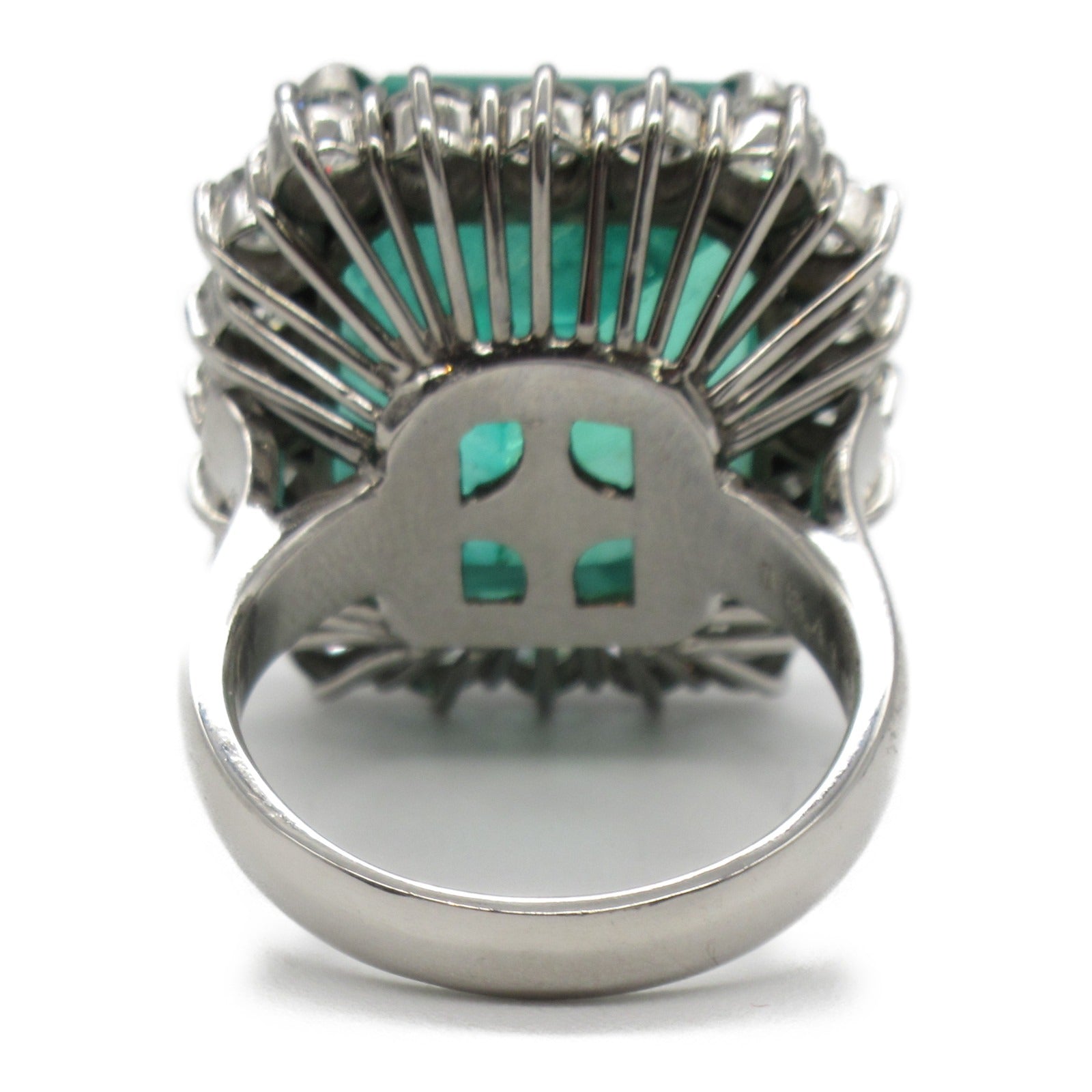 JEWELRY PT900鉑金Emerald Ring 18.41ct綠寶石/2.36ct鑽石戒指US#6.25