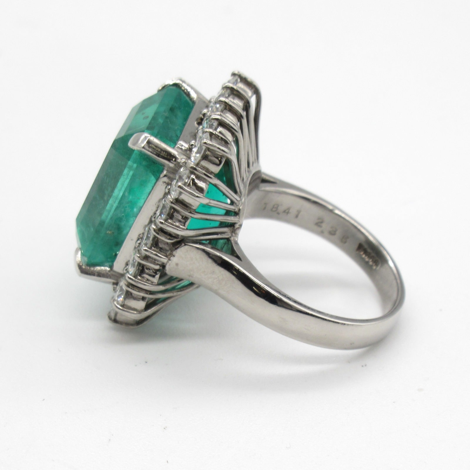 JEWELRY PT900鉑金Emerald Ring 18.41ct綠寶石/2.36ct鑽石戒指US#6.25