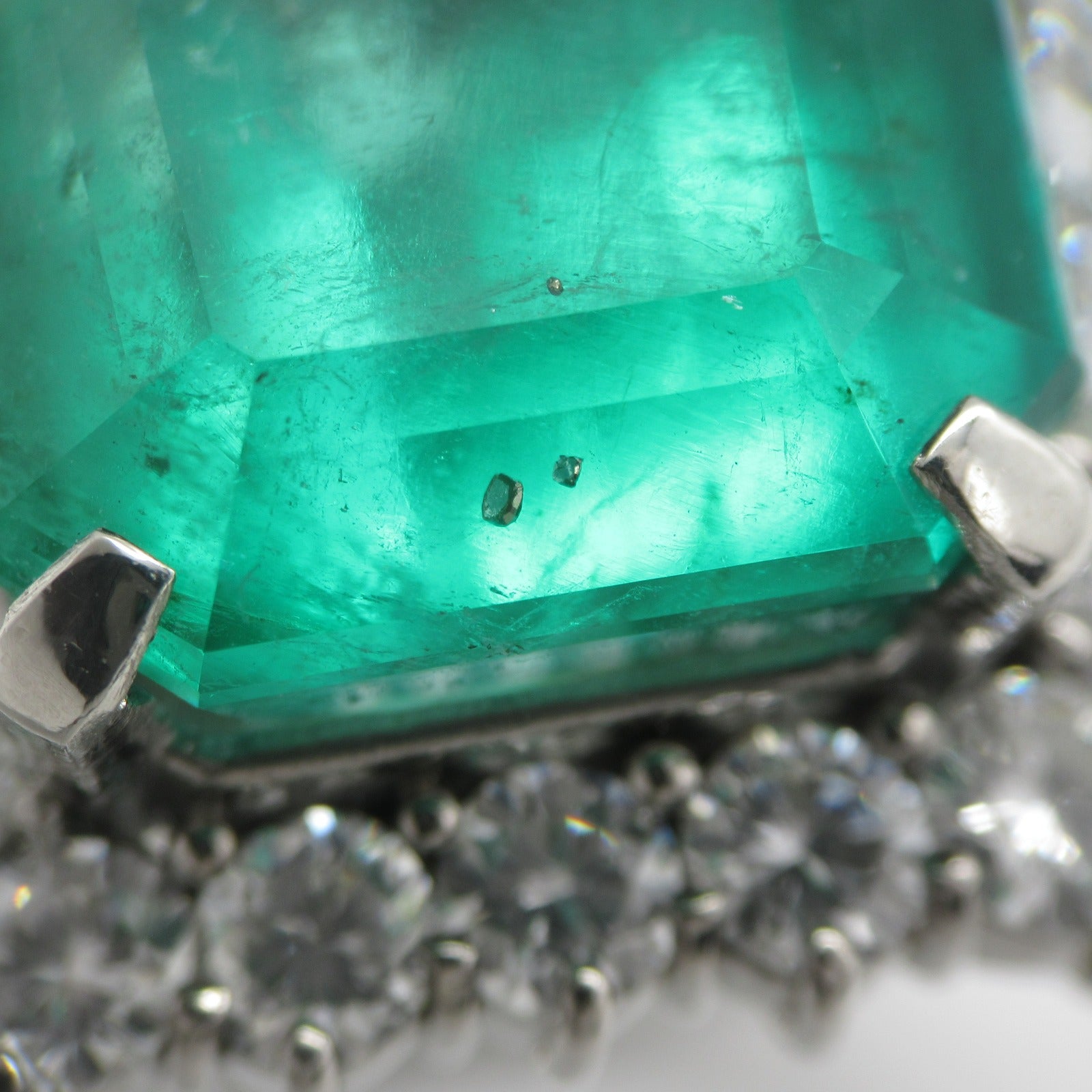 JEWELRY PT900鉑金Emerald Ring 18.41ct綠寶石/2.36ct鑽石戒指US#6.25