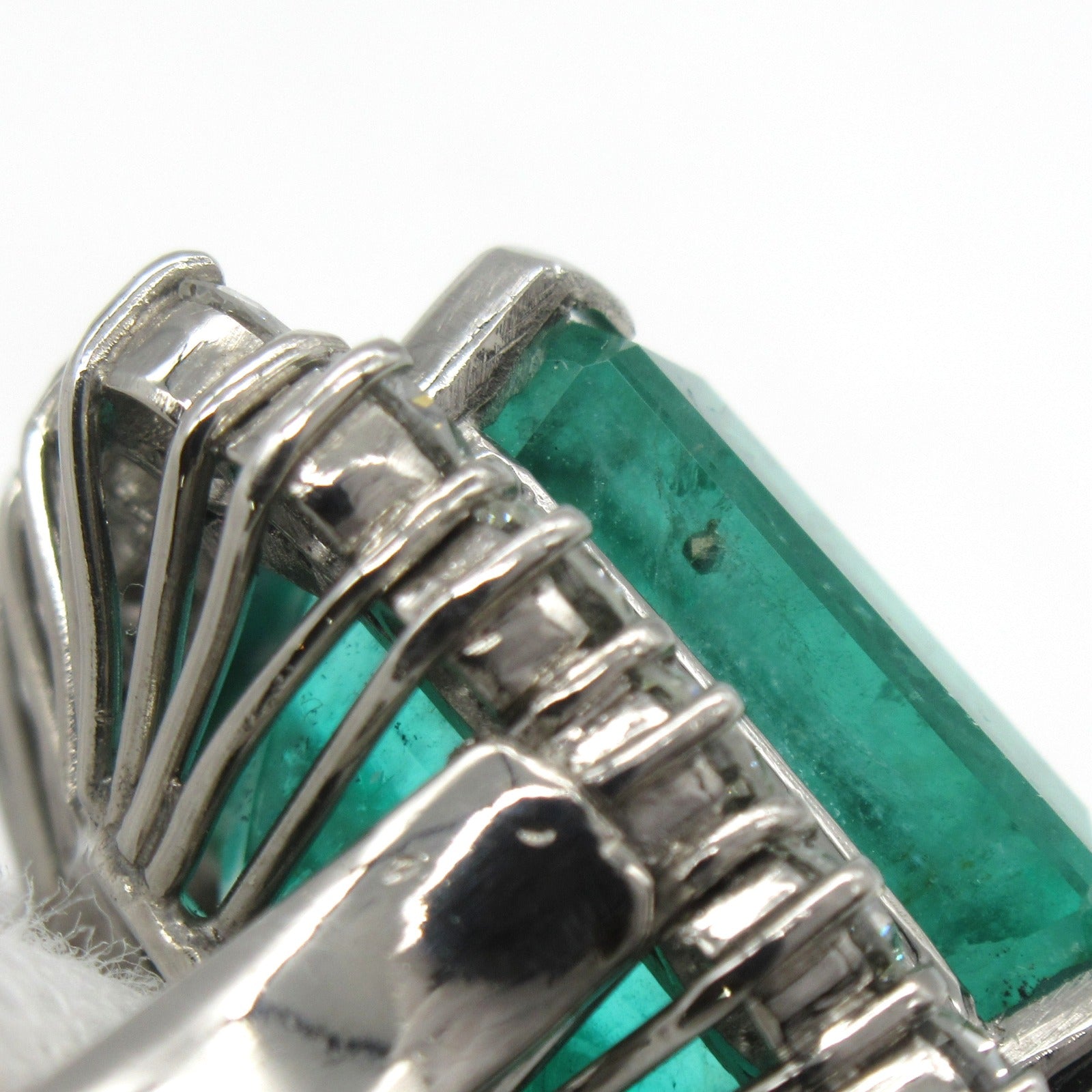 JEWELRY PT900鉑金Emerald Ring 18.41ct綠寶石/2.36ct鑽石戒指US#6.25