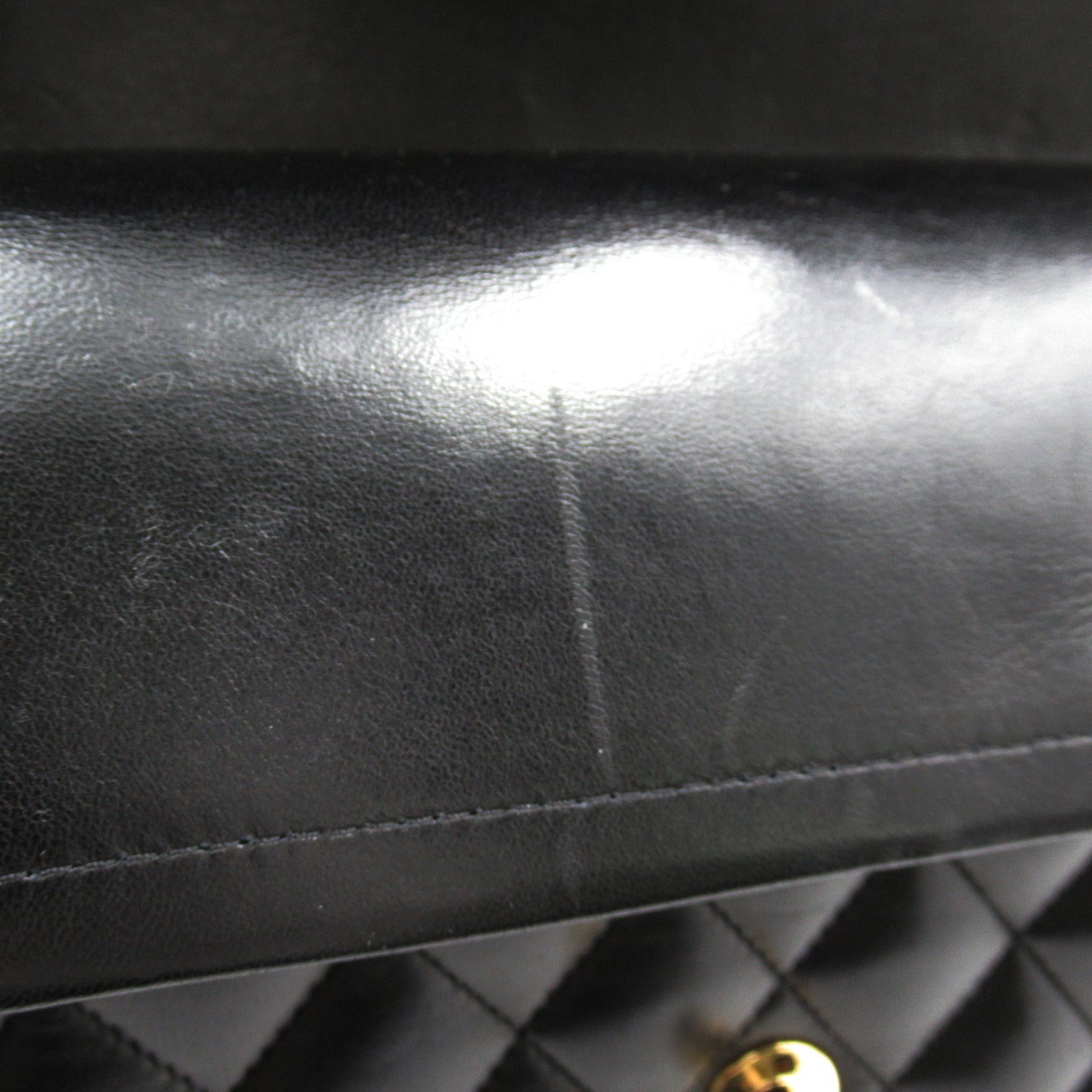 CHANEL Diamond Sheepskin Leather Classic Gold Buckle Shoulder Bag Black