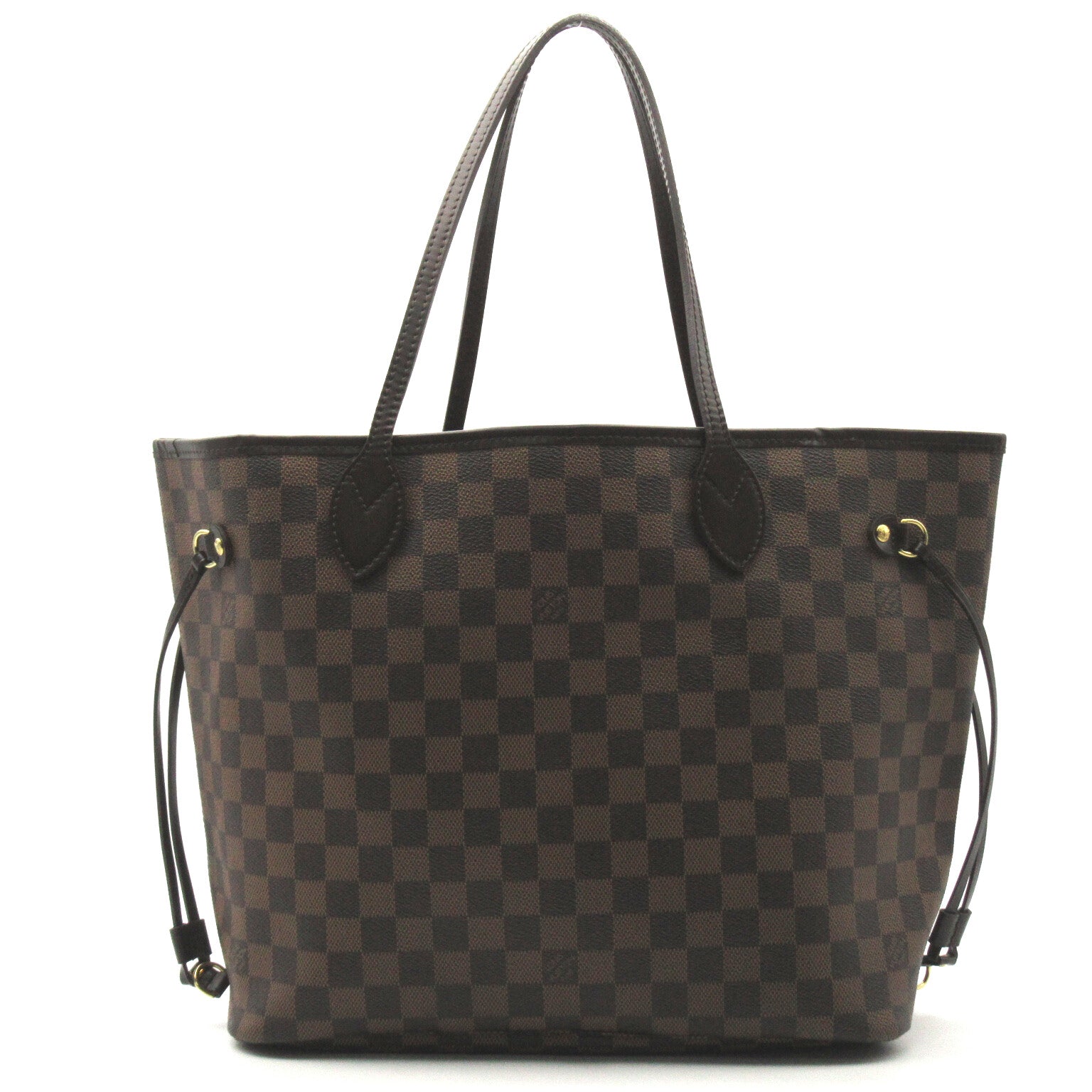 LOUIS VUITTON Damier Neverfull MM gold buckle handle bag / shoulder bag brown