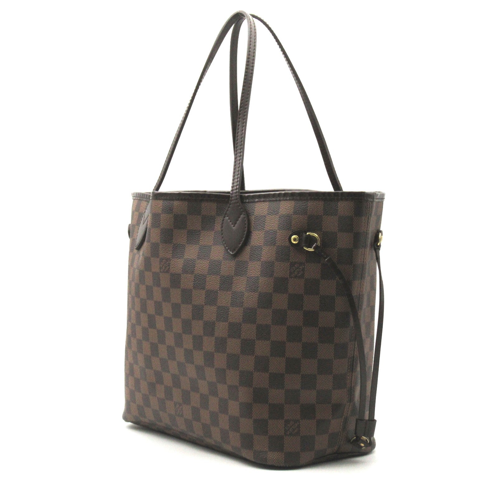 LOUIS VUITTON Damier Neverfull MM gold buckle handle bag / shoulder bag brown