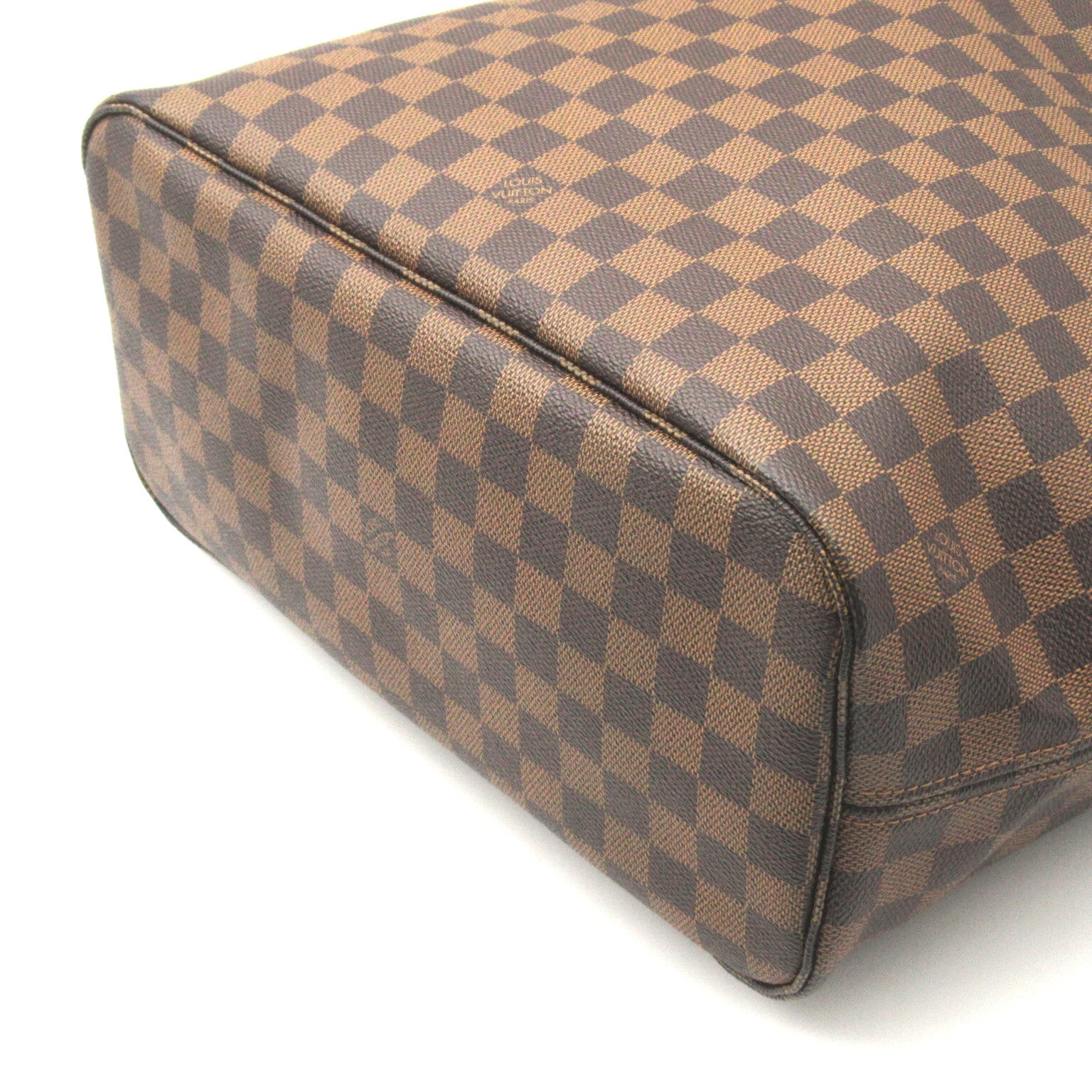 LOUIS VUITTON Damier Neverfull MM gold buckle handle bag / shoulder bag brown