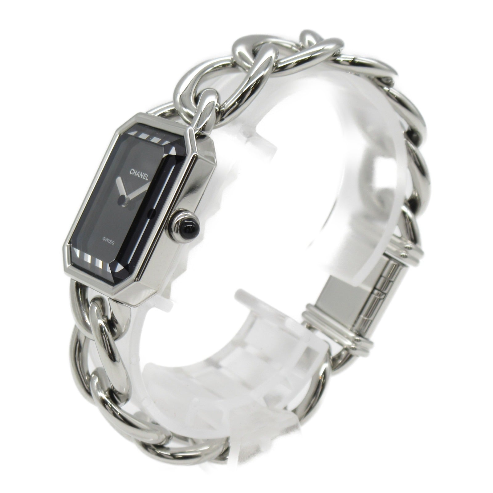 CHANEL Premiere L Chain Watch不鏽鋼手錶石英機芯黑色
