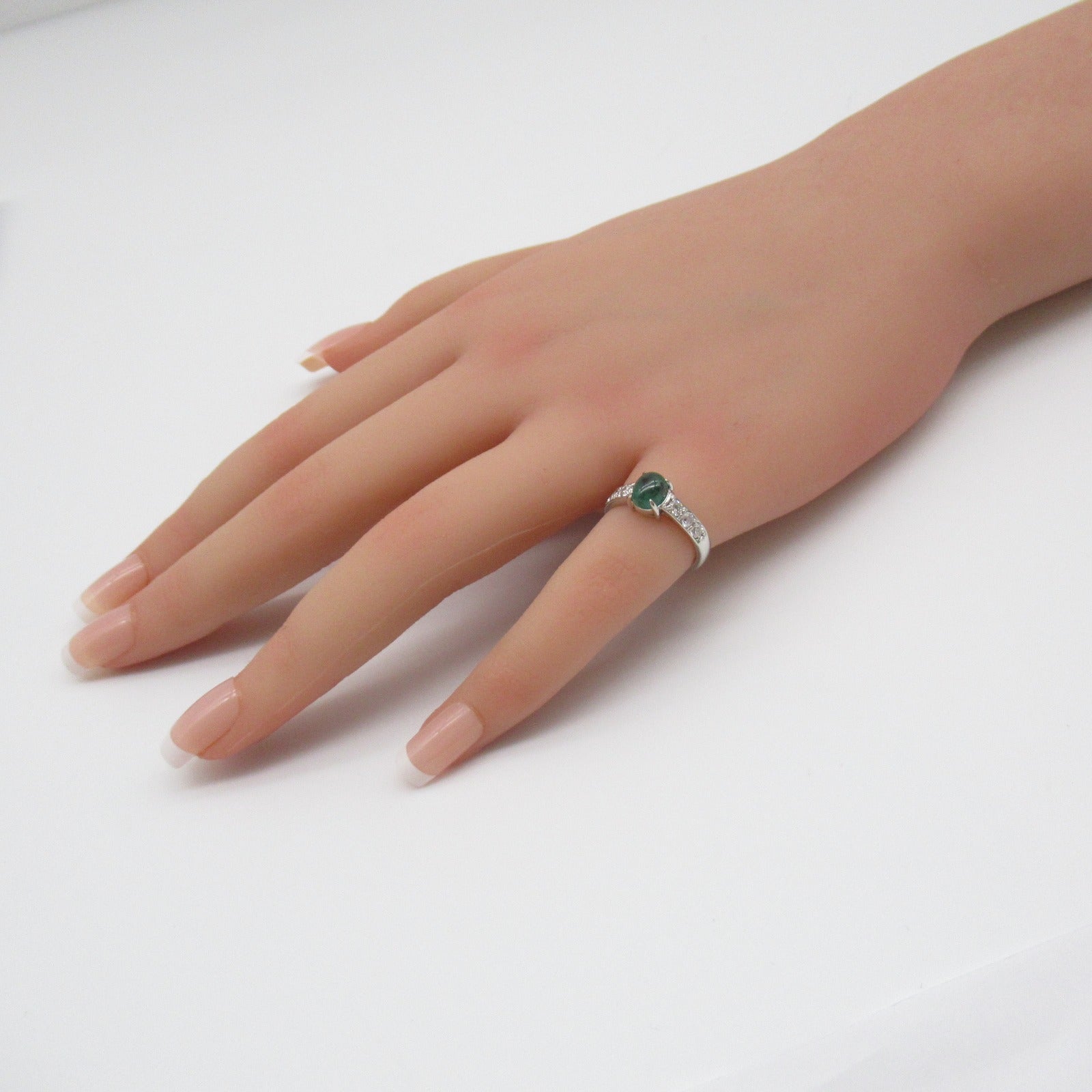 JEWELRY PT900 Platinum 0.82ct Trapiche Emerald Ring US#3.75