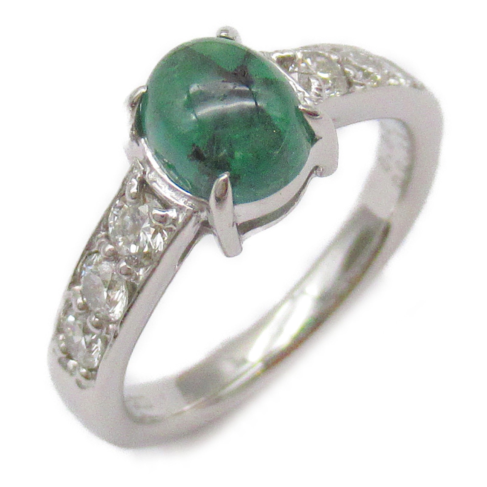 JEWELRY PT900 Platinum 0.82ct Trapiche Emerald Ring US#3.75